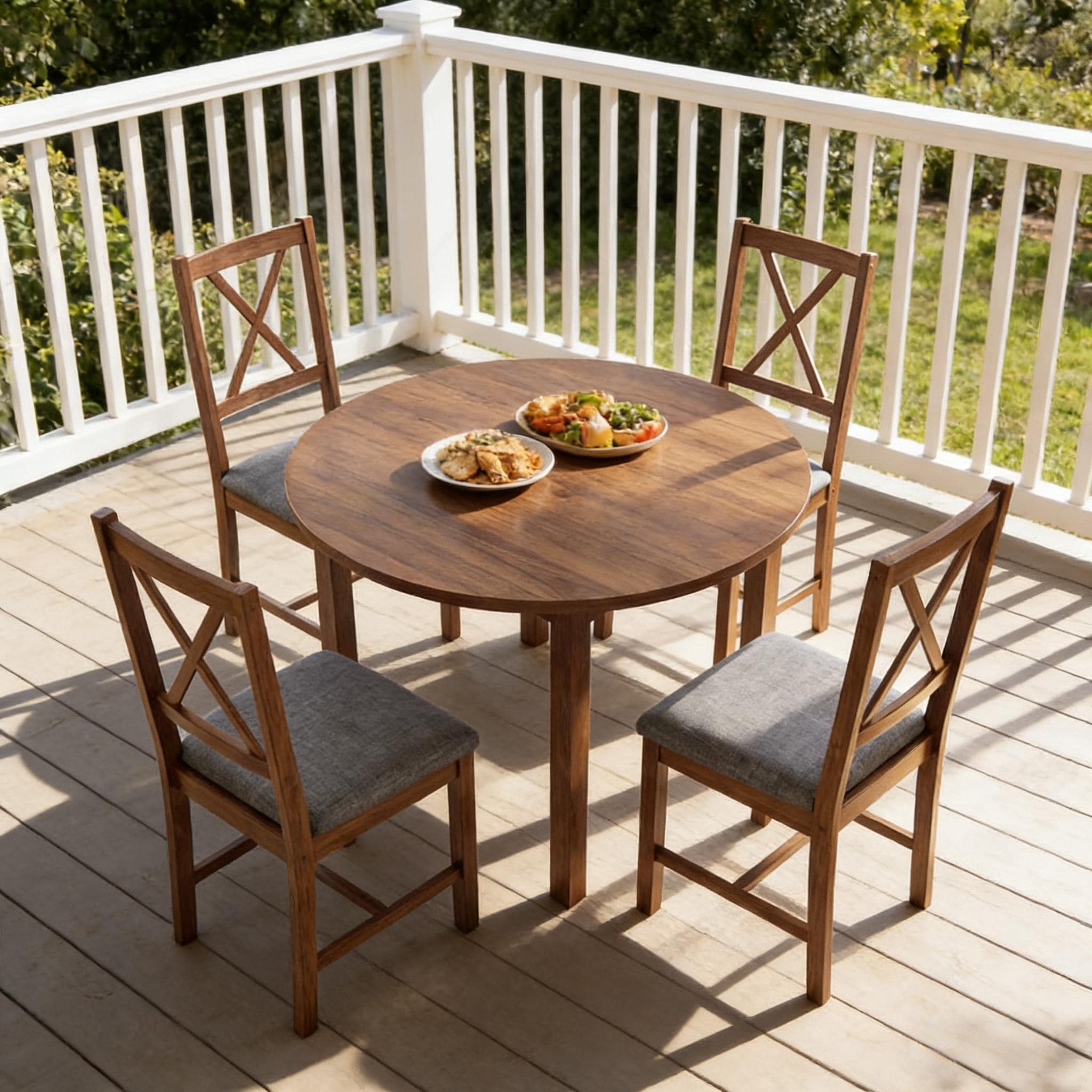LOVMOR Set of 4 Farmhouse Foam and Linen and MDF and Rubber Wood Dining ...