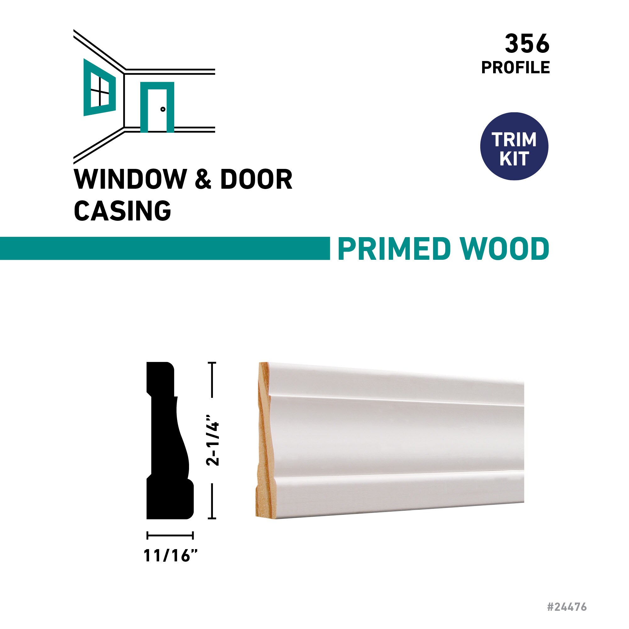 RELIABILT 2.0625-in x 36-in x 79.92-in Primed Pine Door Casing Kit