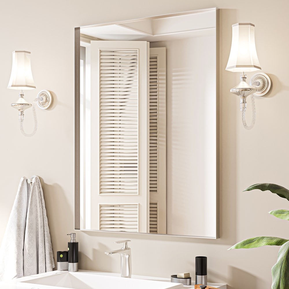 waterpar WPLO-2161 28-Inches x 36-Inches Polished Rectangle Bathroom Vanity Mirror ( Silver )