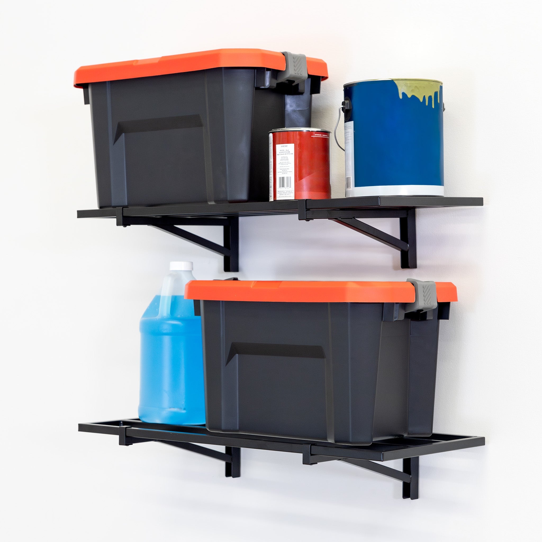 StoreYourBoard 1' x 2' Bristol Garage Wall Mount Shelves - 2 Pack Black