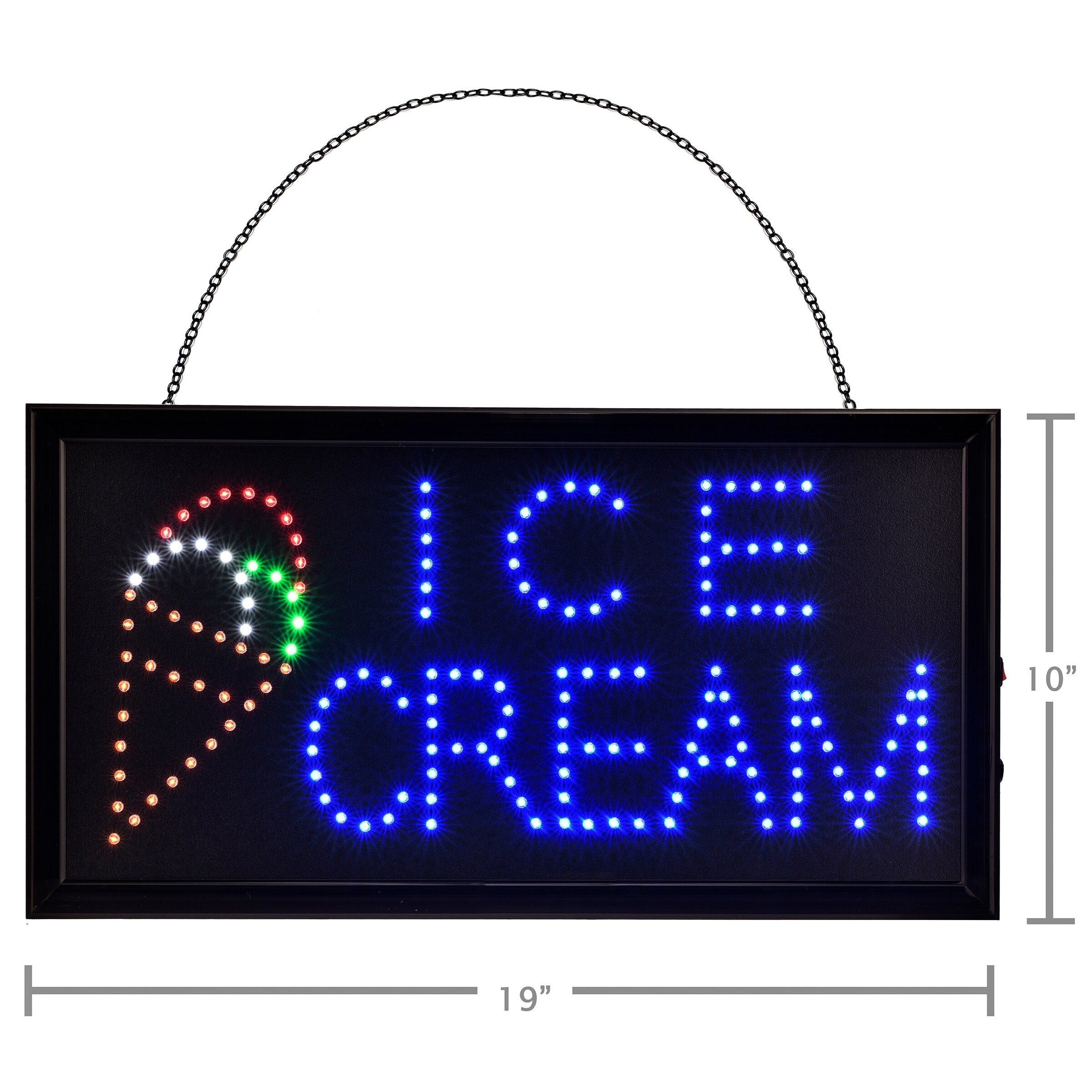 Alpine Industries 2-Pack Rectangular Bright Ice Cream Sign 10-in  Multi-function LED Message Board Lighted Sign in the Lighted Signs  department at