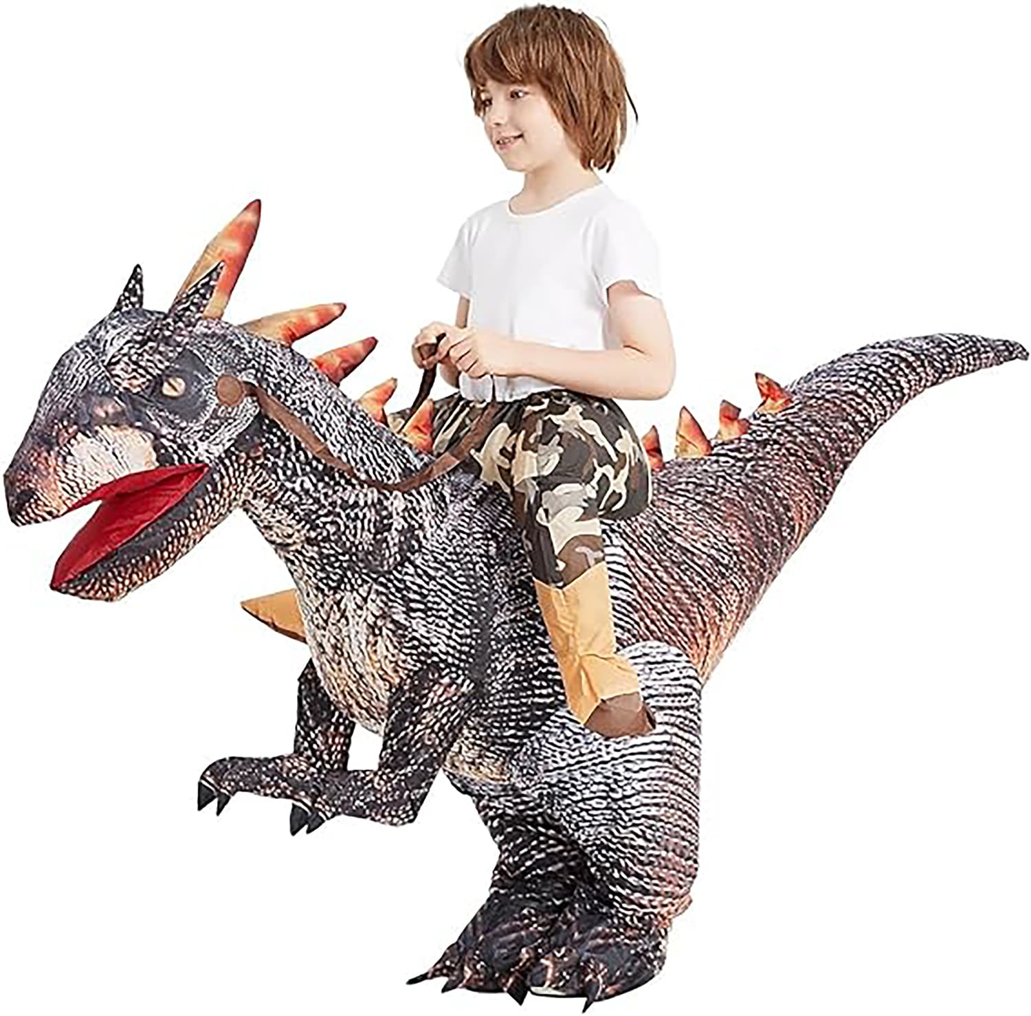 GOOSH DJ-FZ-80394-55  55inch Inflatable Dinosaur Costume Riding Stegosaurus for Kids Halloween Costumes Boys Girls Funny Blow up Costume
