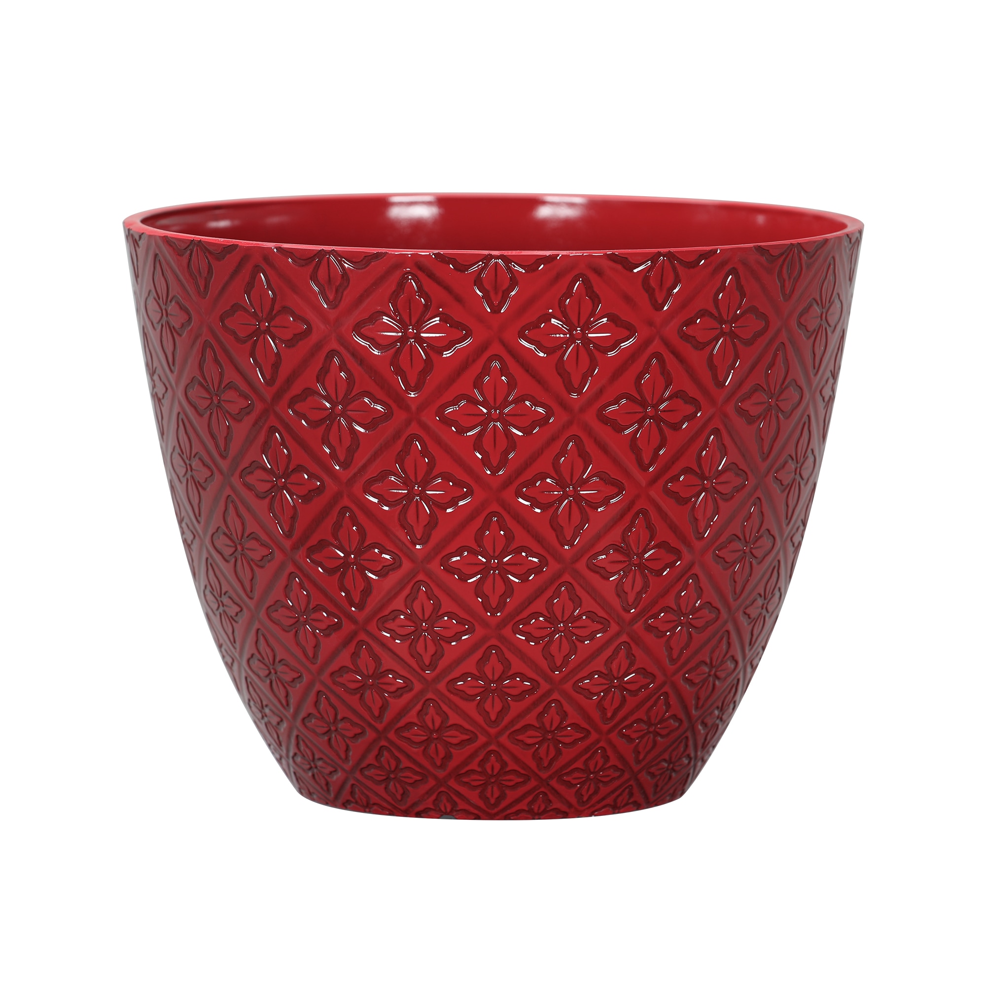 allen + roth PLD2112PRH 11.34-in W x 9.33-in H x 11.34-in D Red Resin Contemporary/Modern Indoor/Outdoor Planter