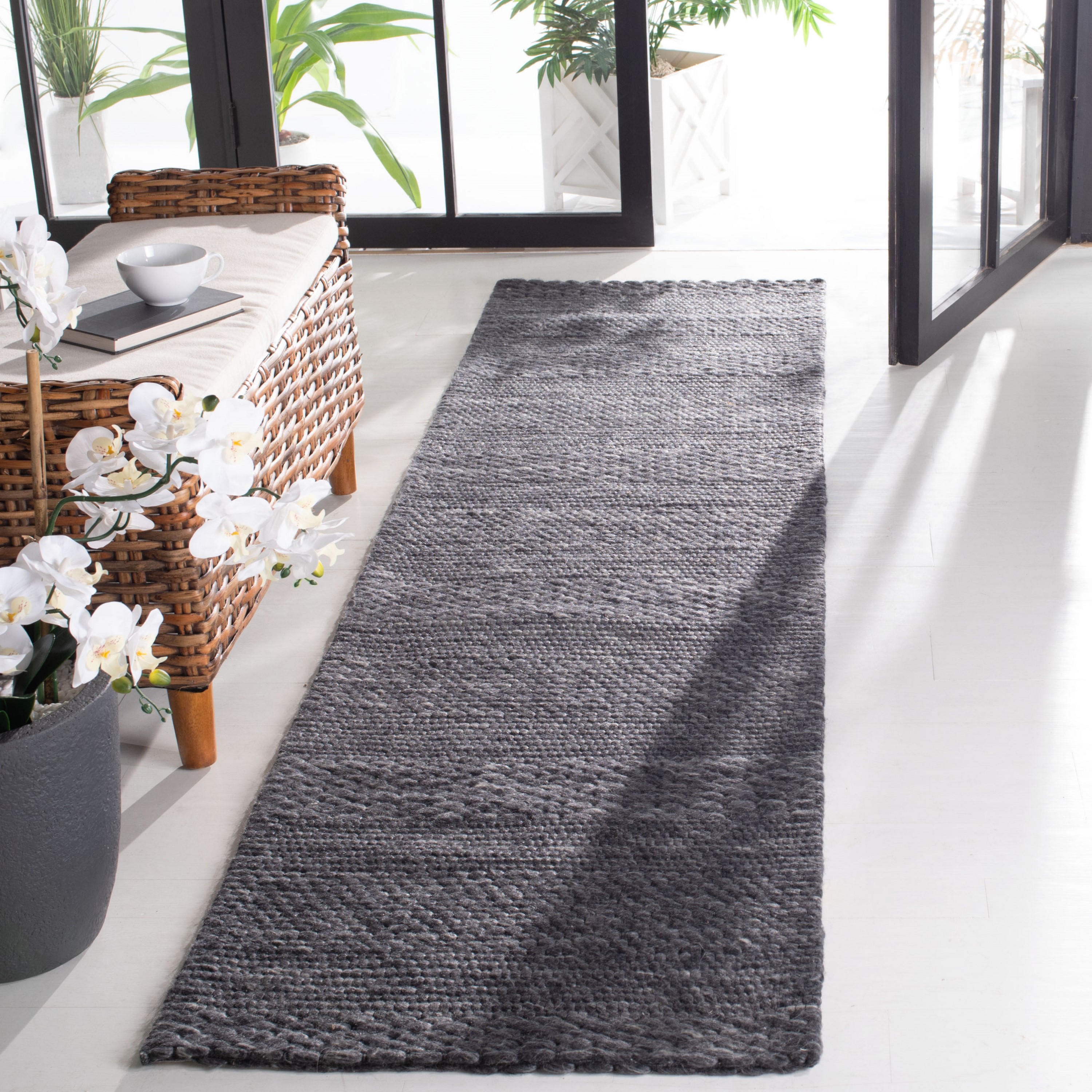 Safavieh MRB556H-29 Marbella Annabella 2 x 9 (ft) Loomed Wool Charcoal Rectangular Indoor Abstract Farmhouse/Cottage Runner rug
