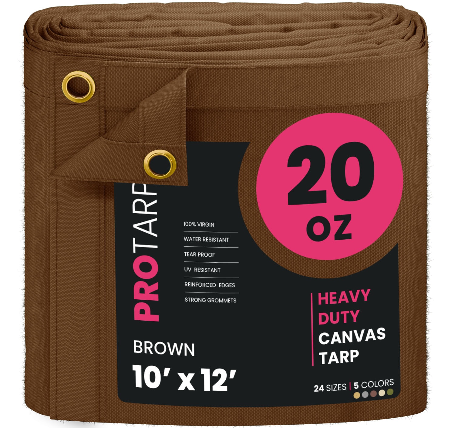 PROTARP PT-402-10X12 10-ft x 12-ft Brown Waterproof Standard Polyester 36-mil Tarp