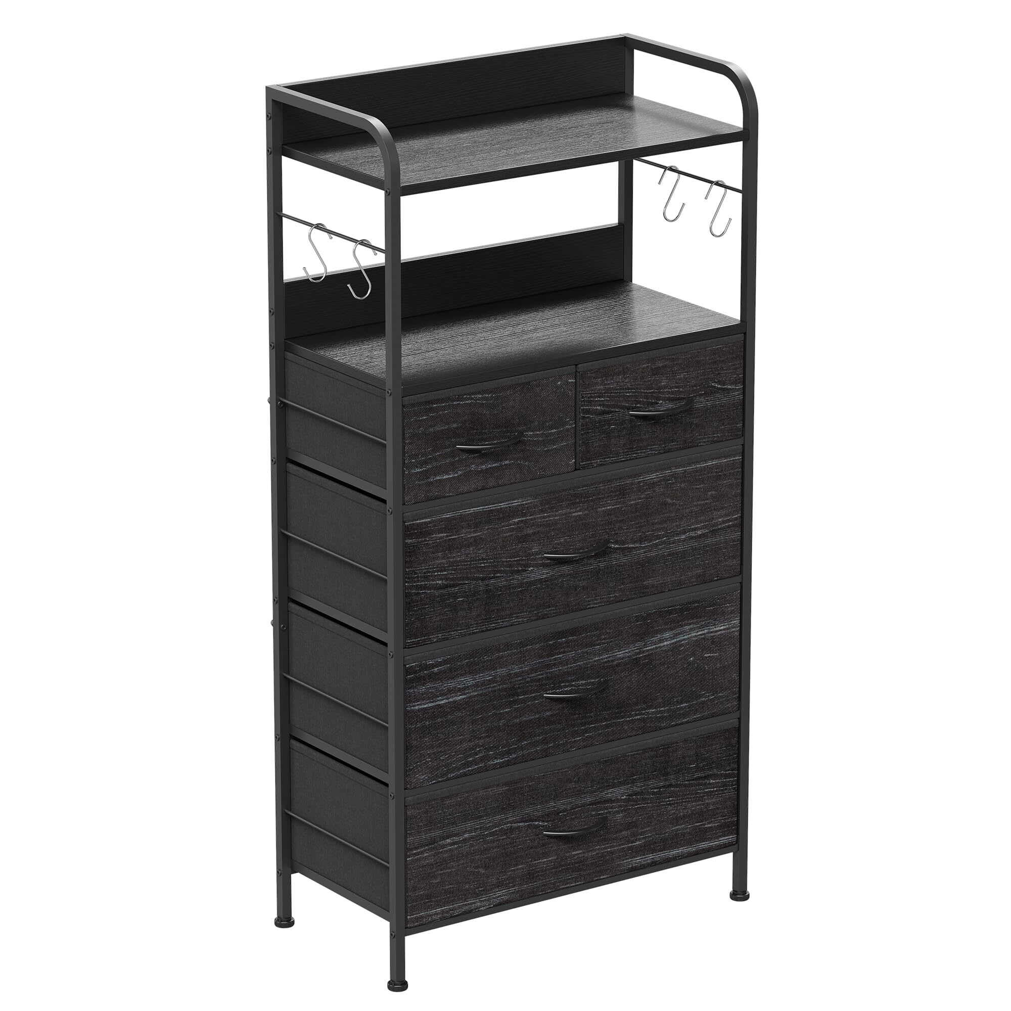 Qeetex HHYLS-PHO0WOK6UVW Dresser for Bedroom with 5 Drawers Dressers and Chests of Drawers for Hallway Entryway Storage Organizer Unit with Fabric Sturdy Metal Frame Wood Tabletop Easy Pull Handle