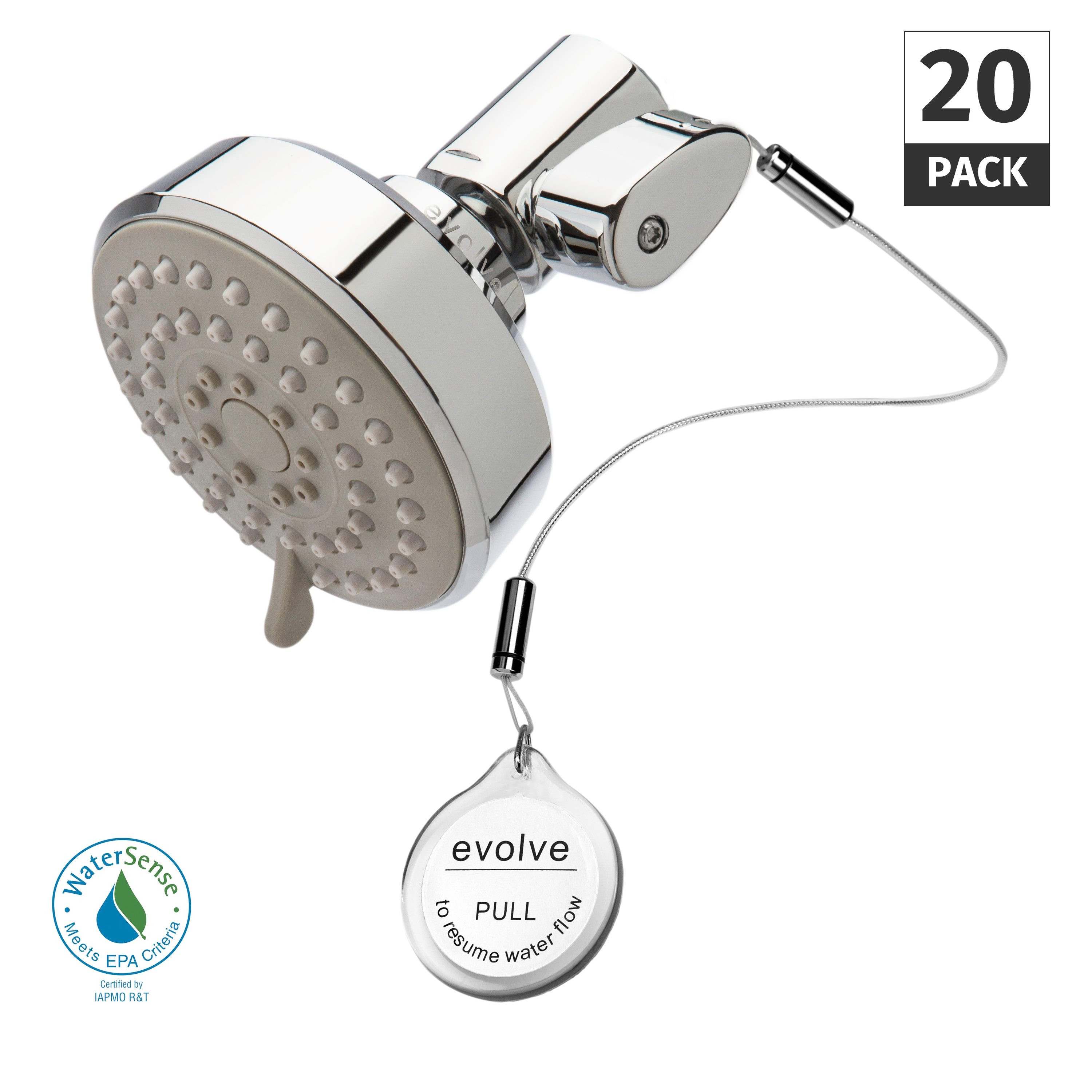 Evolve EV3021-CP175-SB-CS Fixed Showerhead with Thermostatic Valve Polished Chrome Round Fixed Shower Head (20-Pack) 1.75-GPM (6.6-LPM)