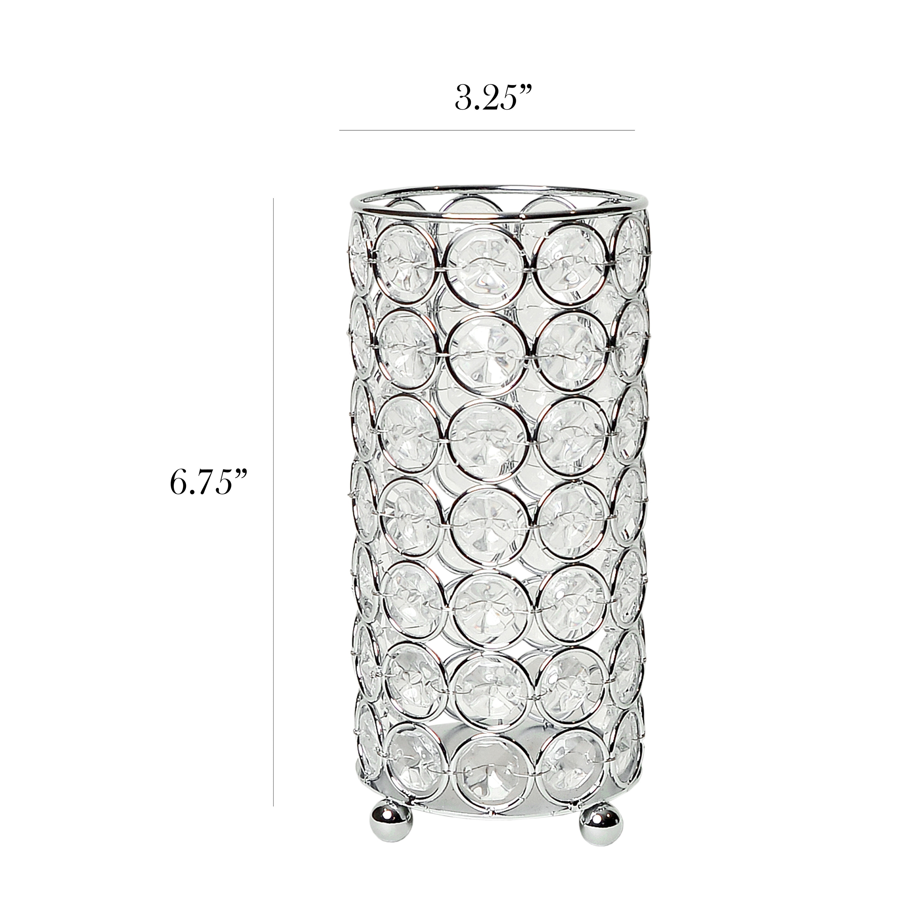 Elipse 6.75" Chrome Base Crystal Decorative Vase & Candle Holder