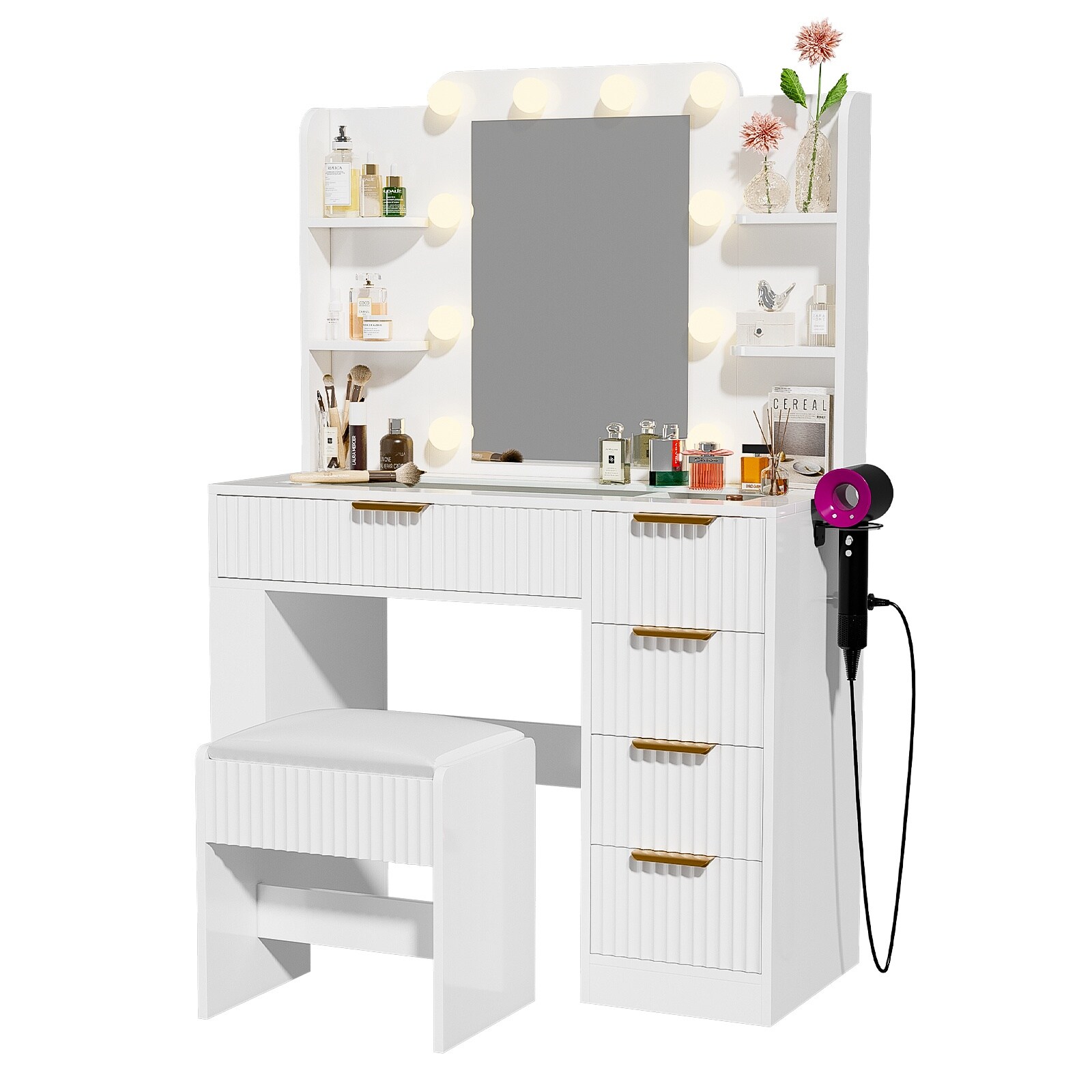 Pocassy GREATANTS-SNBS037WT Bedroom-Vanities - View #12