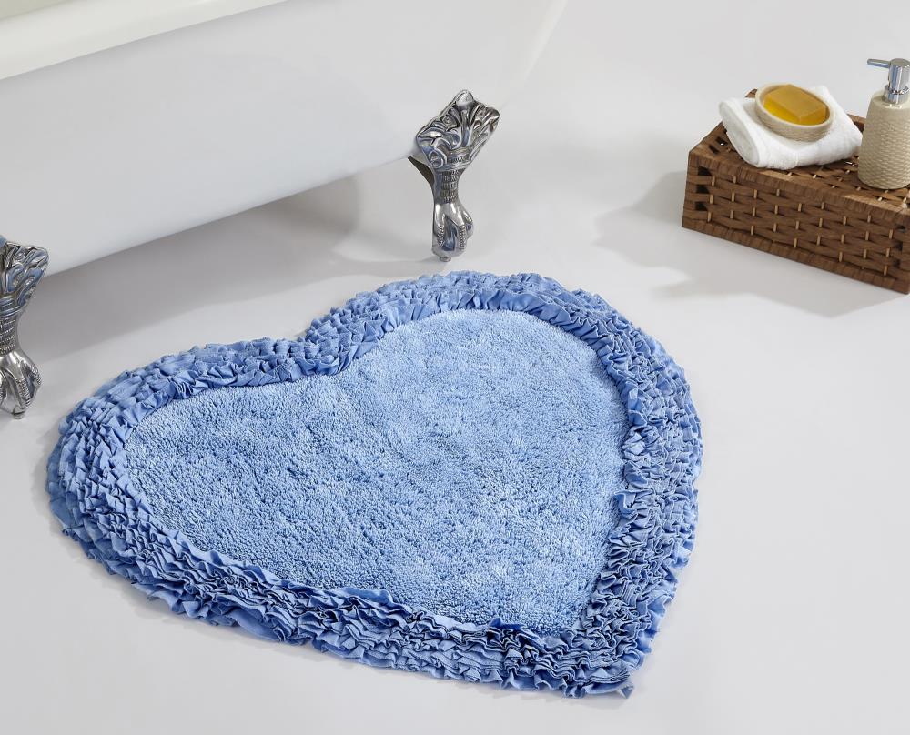 Better Trends BARR30HBL Shaggy Border Bath Rug 30-Inches x 30-Inches Blue Cotton Bath rug