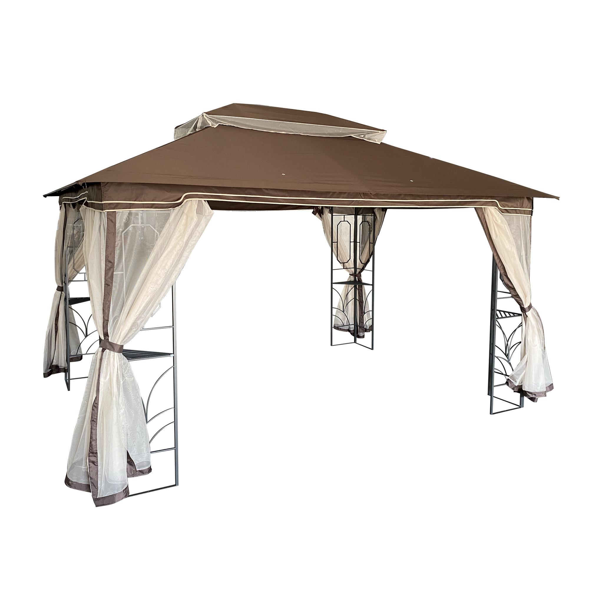 BABOOM 13-ft x 10-ft Patio Gazebo Rectangle Coffee Metal Polyester Roof ...