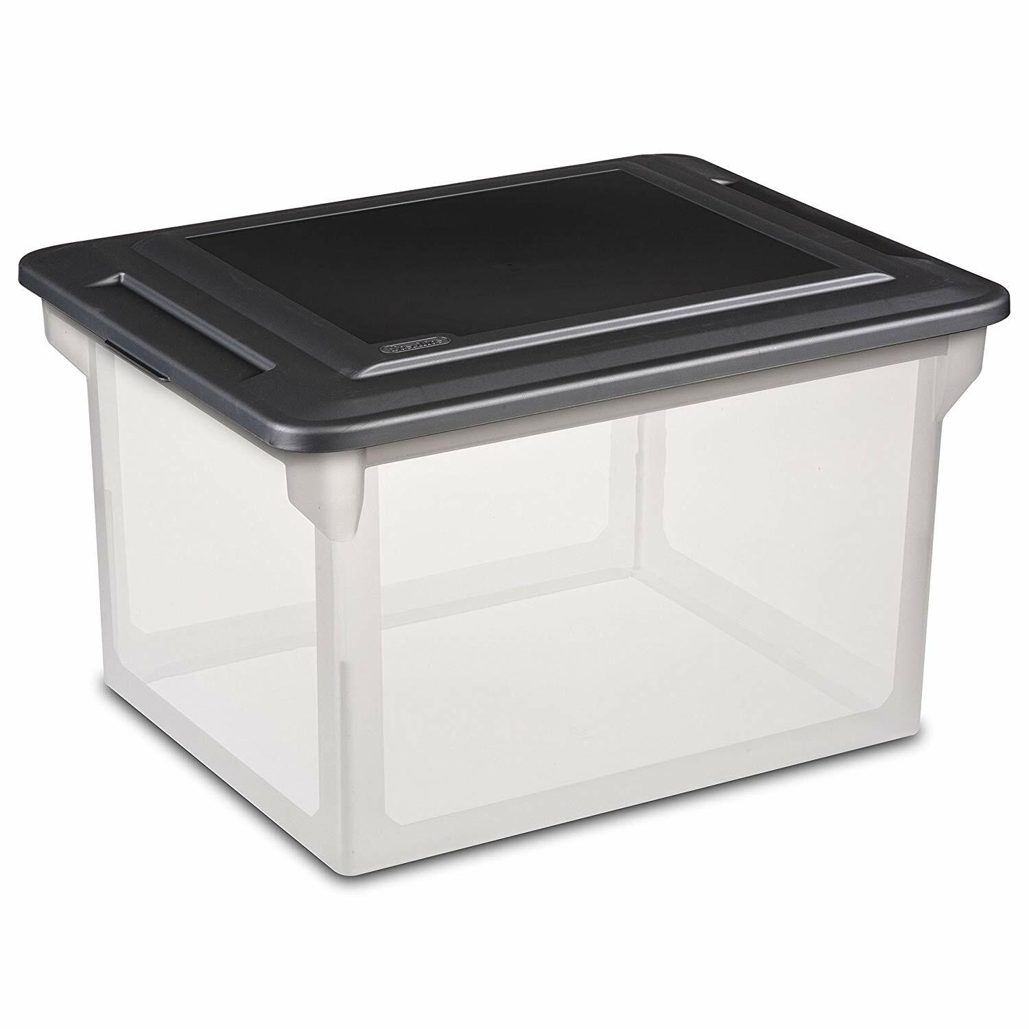 Sterilite 282348 12 -Pack Medium 9.6 -Gallons ( 38.43 -Quarts ) Clear Heavy Duty Stackable Tote with Standard Snap Lid