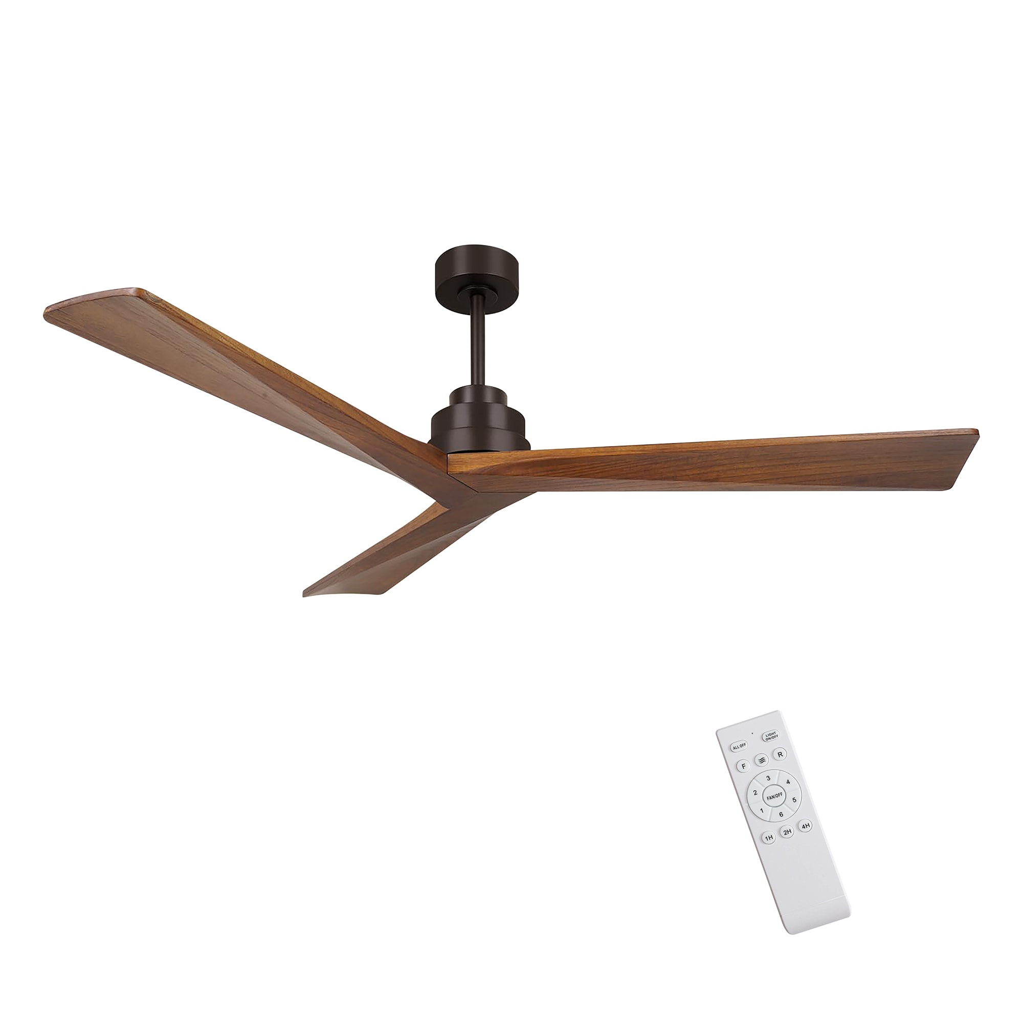 SINOFURN SYB570104NK 52-in Outdoor Black with Wood Blades Ceiling Fan Without Light - Remote Included ( 3 -Blade )