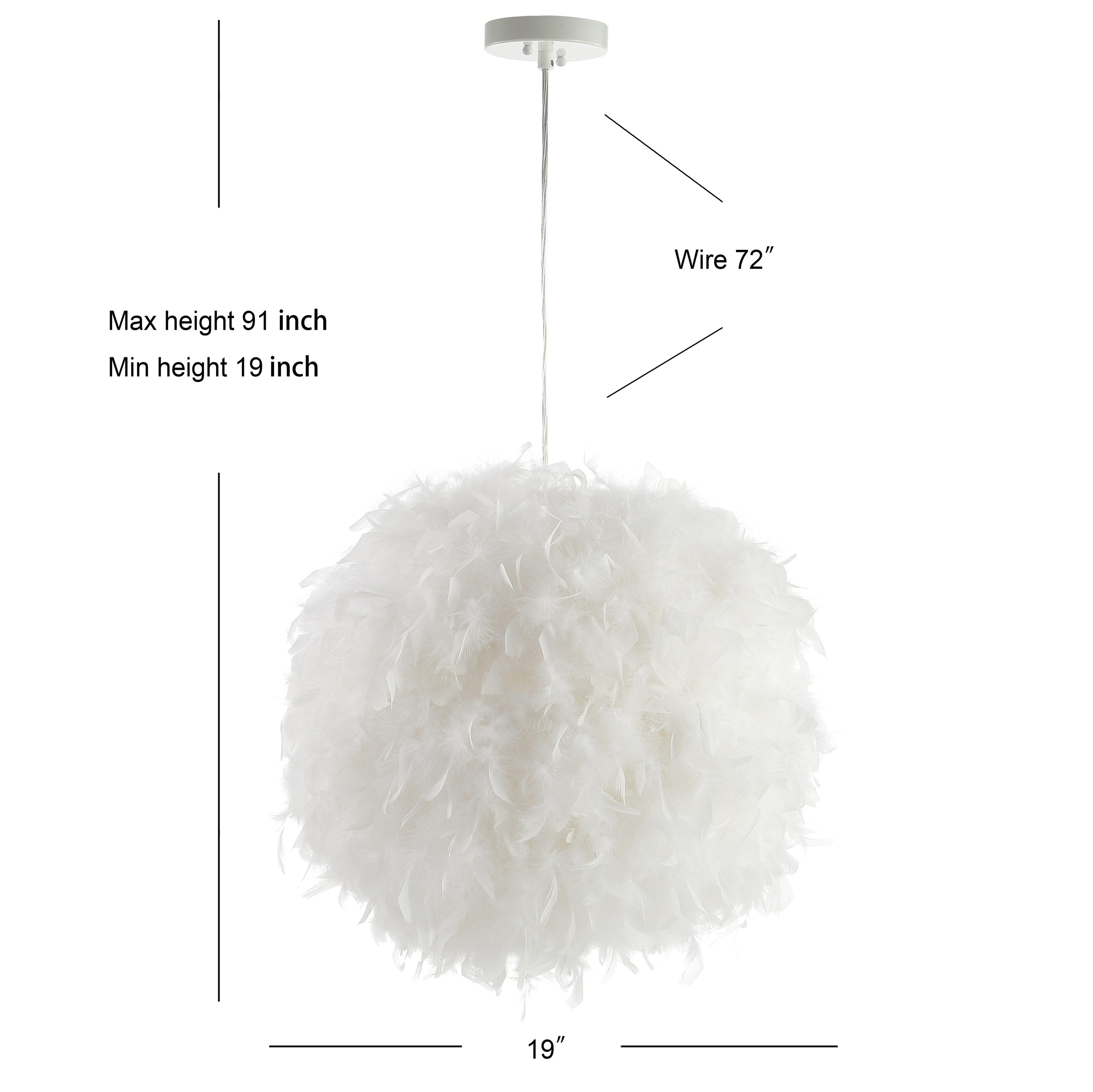 Stork 19" White Iron LED Adjustable Drum Pendant Light
