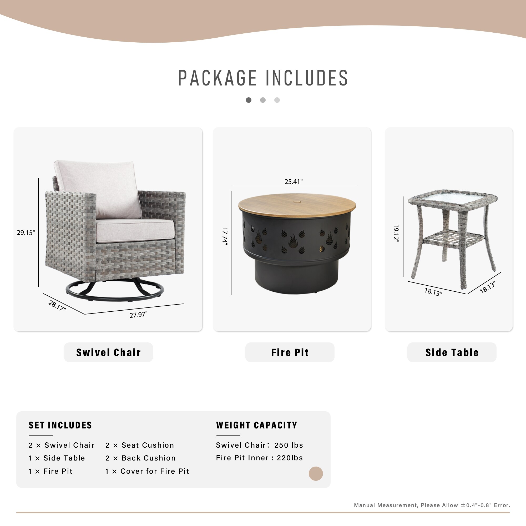 Pouuin SCFPBRS603 Patio-Conversation-Sets - View #2