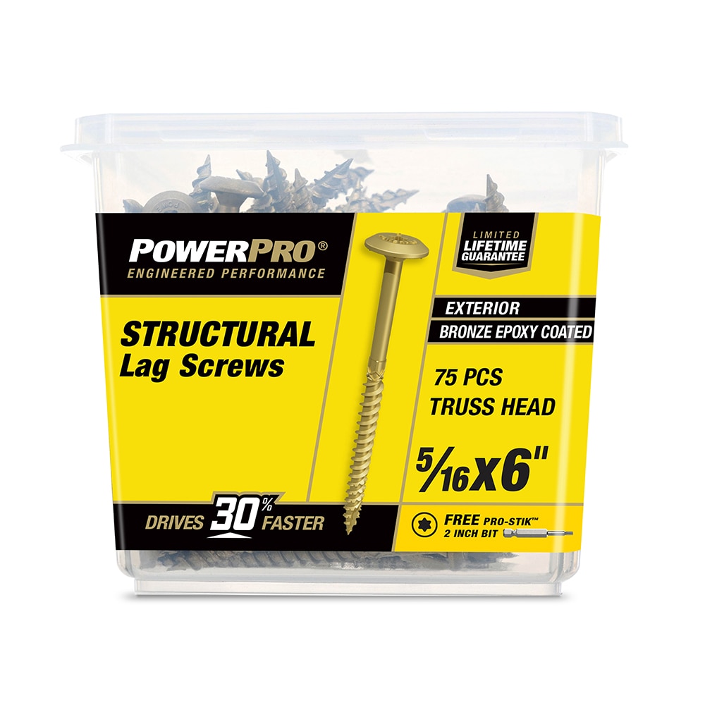 Power Pro 5/16-in x 6-in Epoxy Exterior Structural wood screws 75 -Per Box