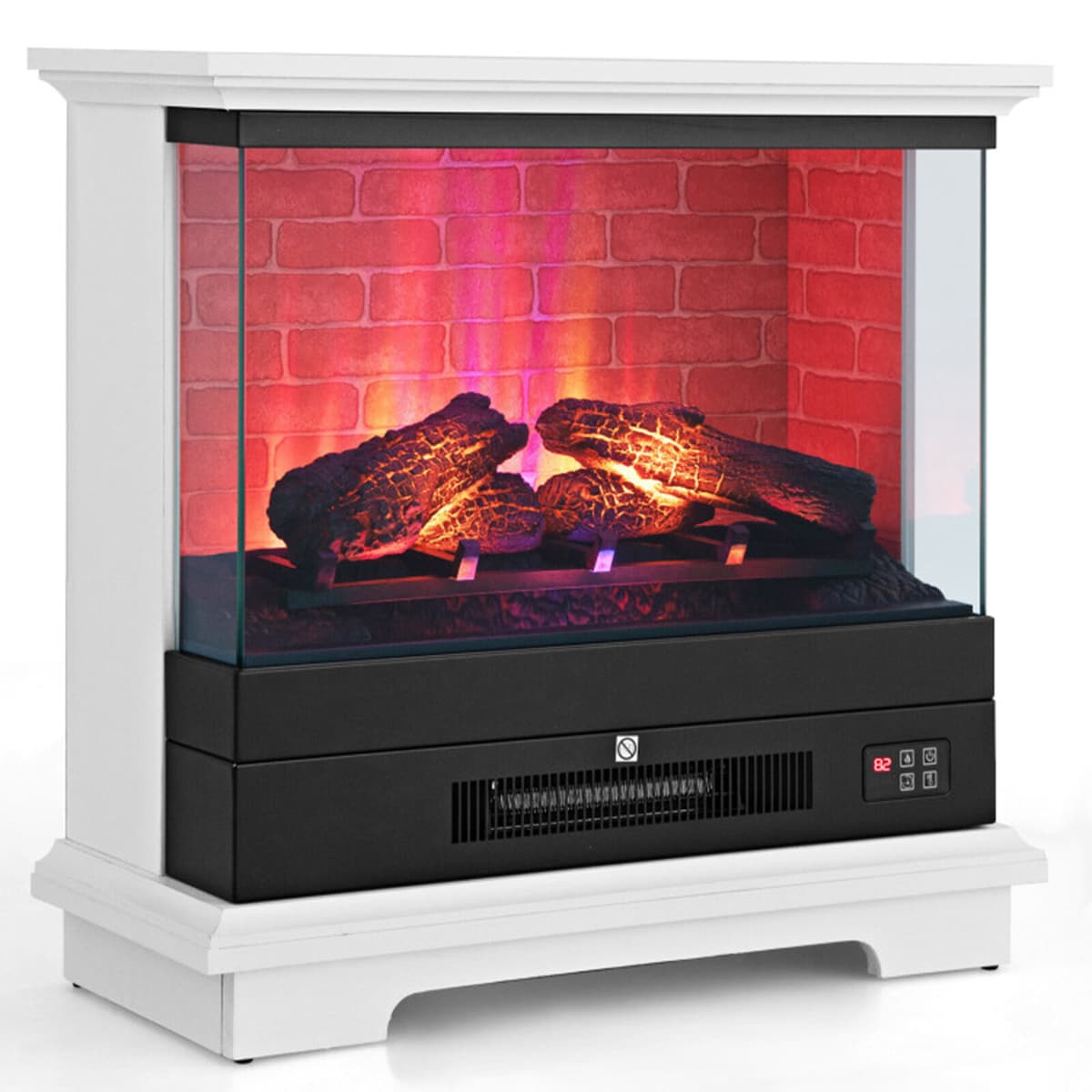 Clihome CL-WHUS-10179 27-Inches W White TV Stand with Fan-forced Flat wall Electric Fireplace with Remote Control Included