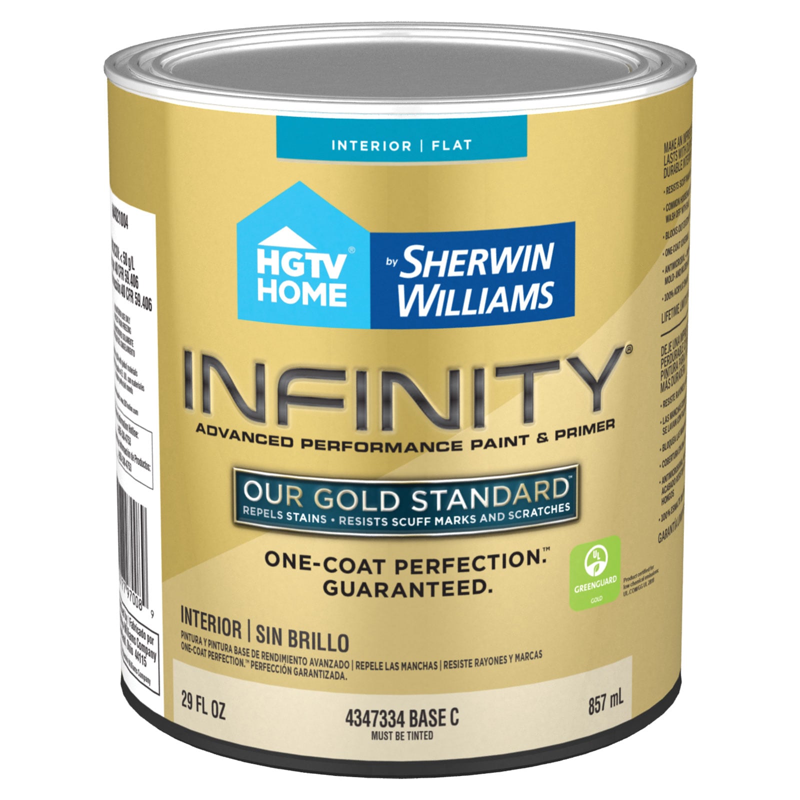 HGTV HOME by Sherwin-Williams IN4021004-14 Infinity Flat Base C Tintable Latex Interior Paint Paint + Primer ( 1-quart )