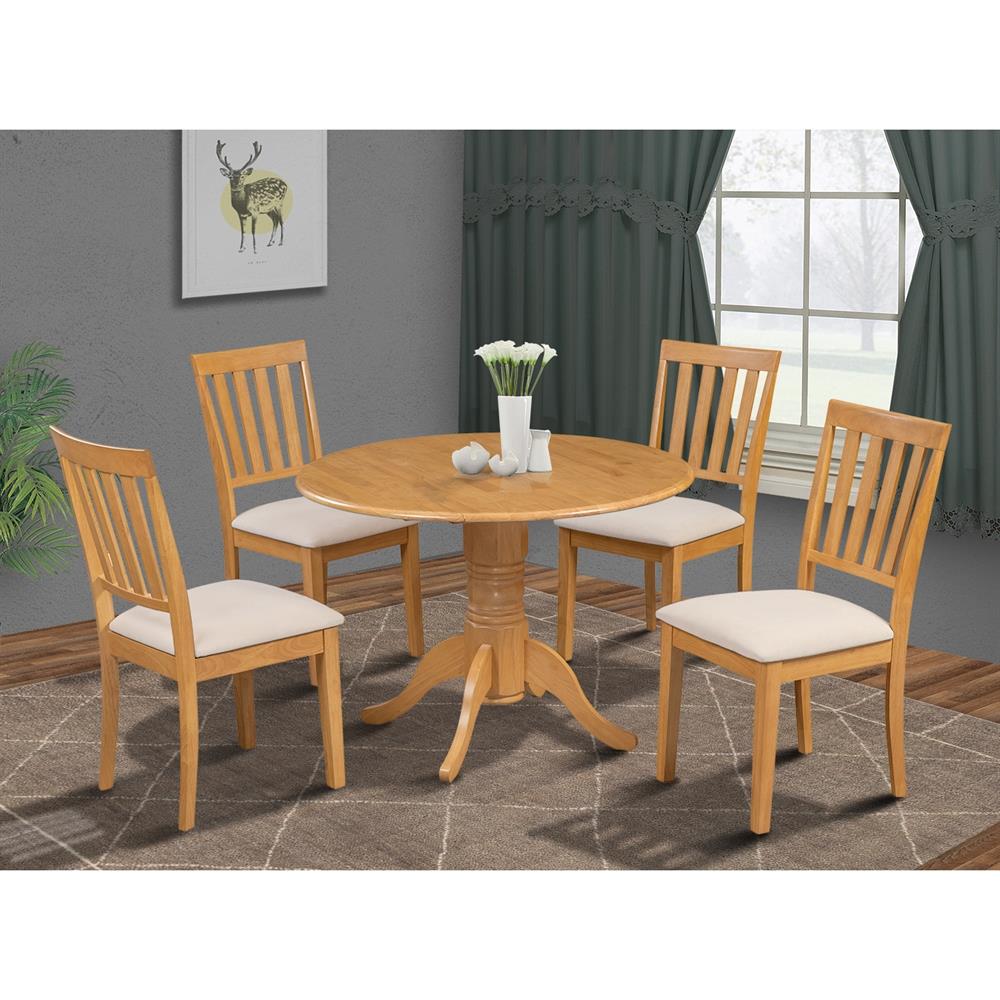 M&D Furniture Burlington Oak Mission/Shaker Dining Room Set with Round ...