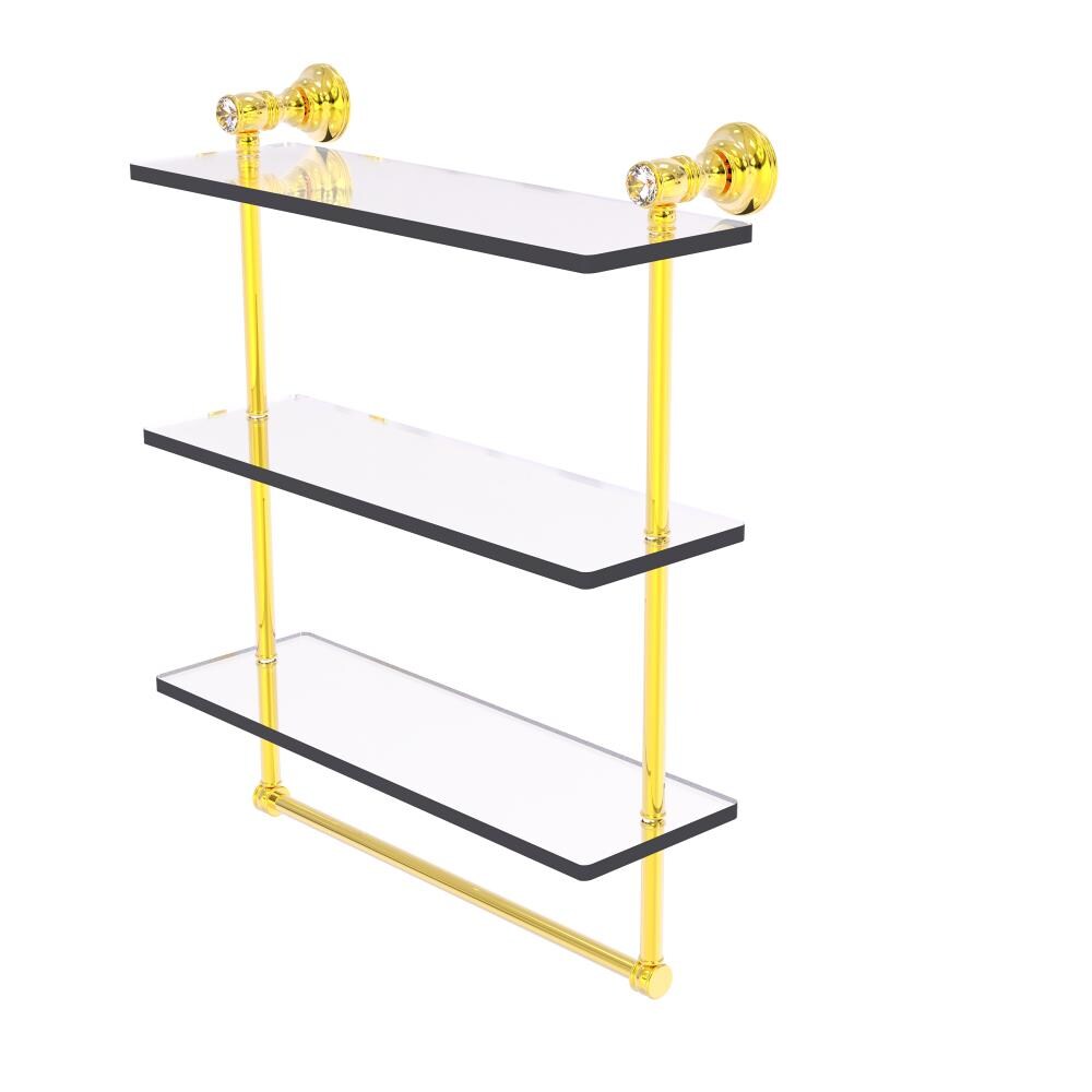 Allied Brass CC-5-16-TB-PB Carolina Crystal Polished Brass 3 -Tier Wall mount Bathroom Shelf ( 16-in x 19.7-in x 5-in )