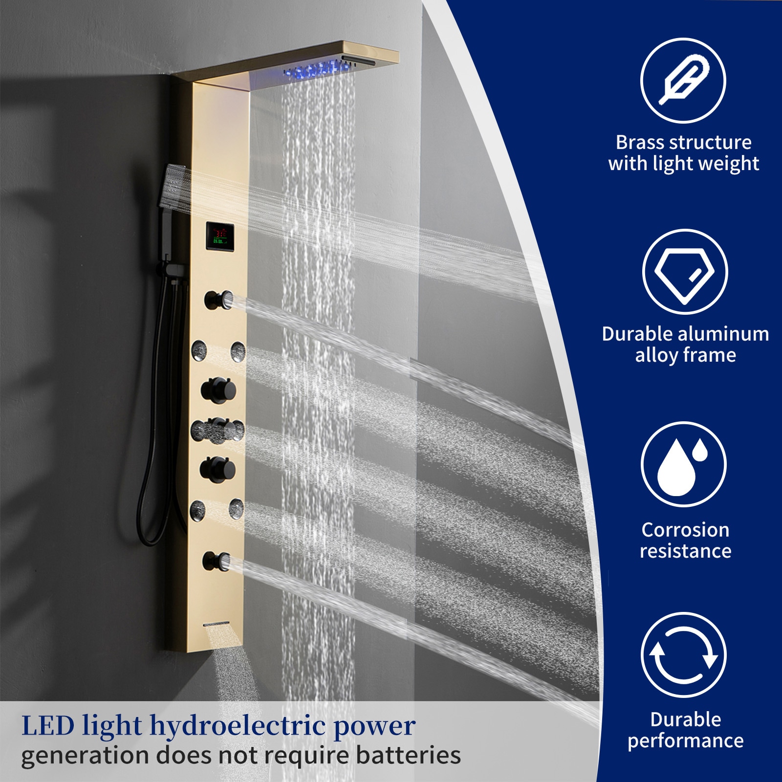 BWE YTP20-BGK Showerhead-Bar-Panels - View #4