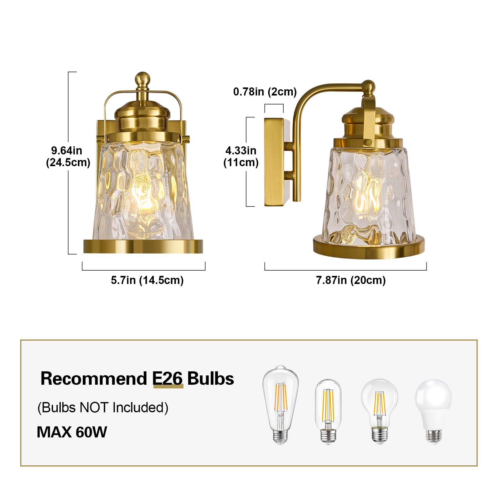 ZHLLMQ Modern 5.7 Inch 1-Light 2 Pack Polished Gold Finish Series Non ...