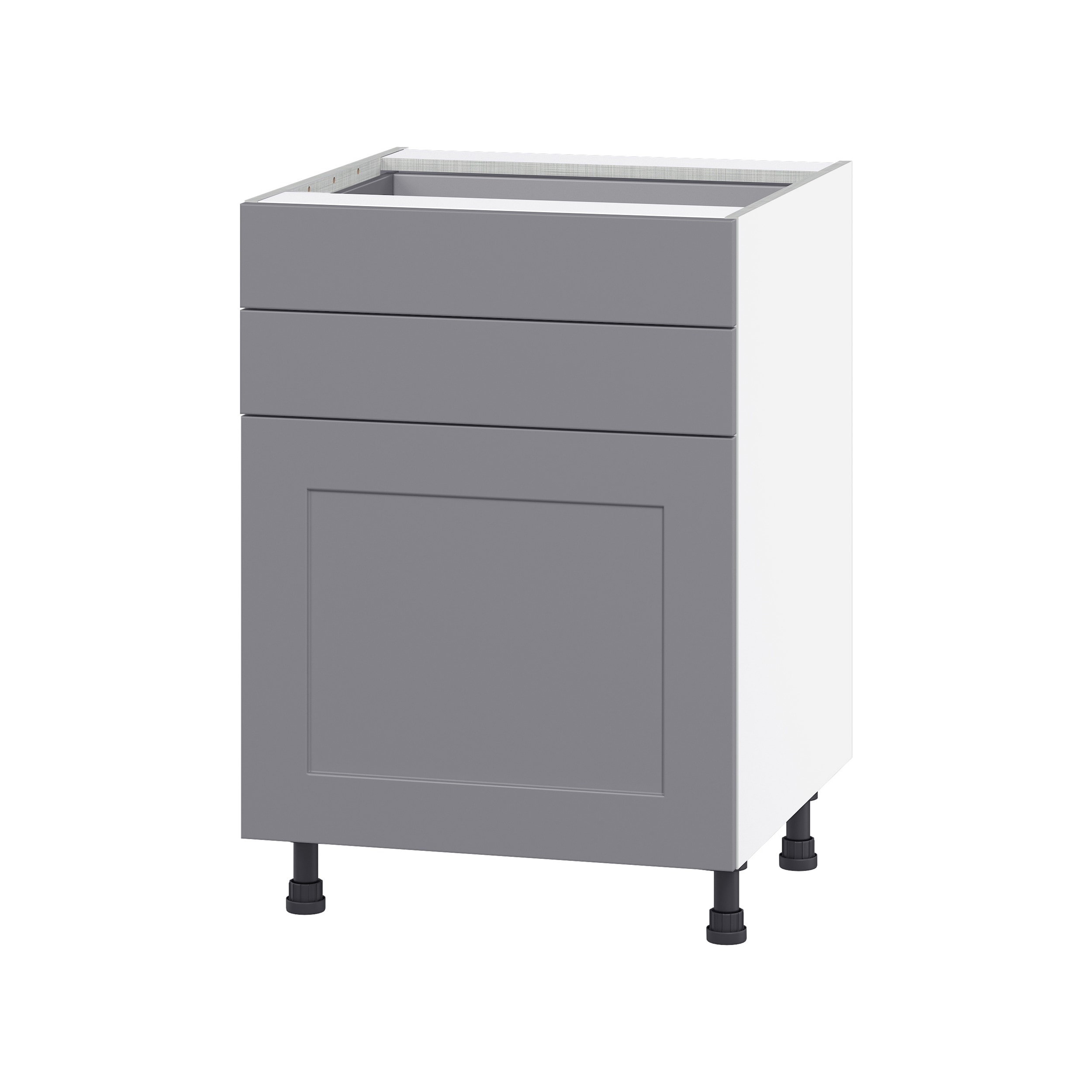 Hugo&Borg Beaumont 30-in W x 34.5-in H x 24-in D Slate Gray 3-Drawers Base Fully Assembled Cabinet (Flat Panel Shaker Style)