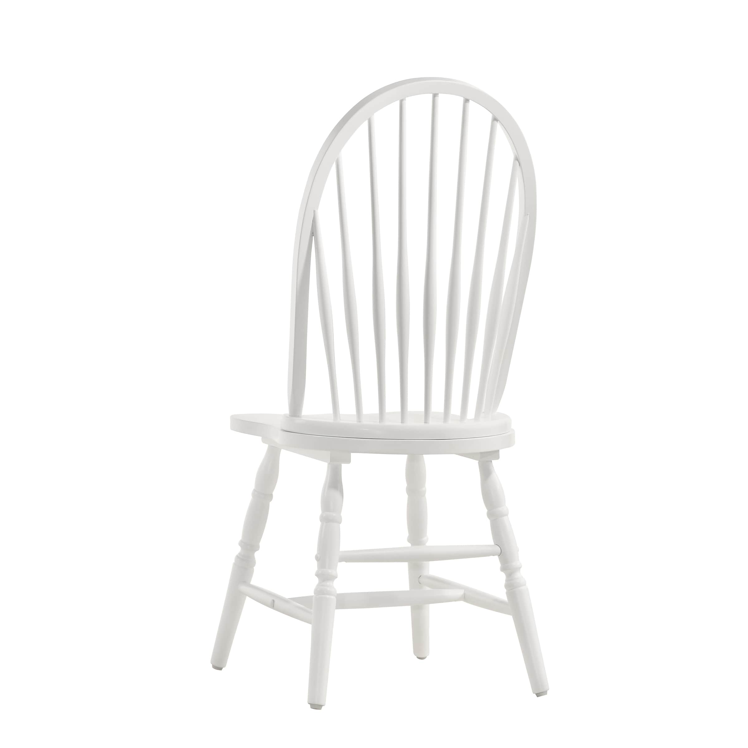 Traditional Pure White Windsor High-Back Side Chair in Wood