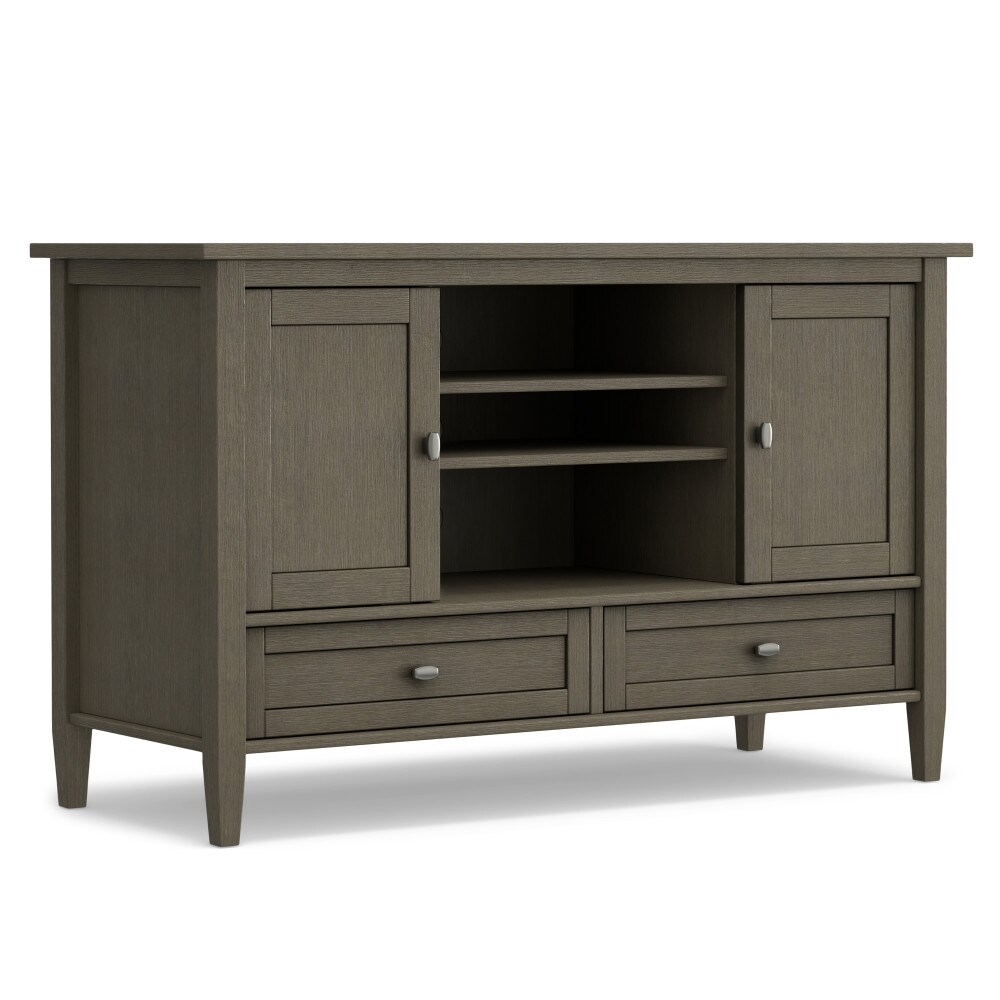 Simpli Home AXCWSH16-FG Warm Shaker Transitional Farmhouse Grey Tv Stand (Accommodates TVs up to 50-in)
