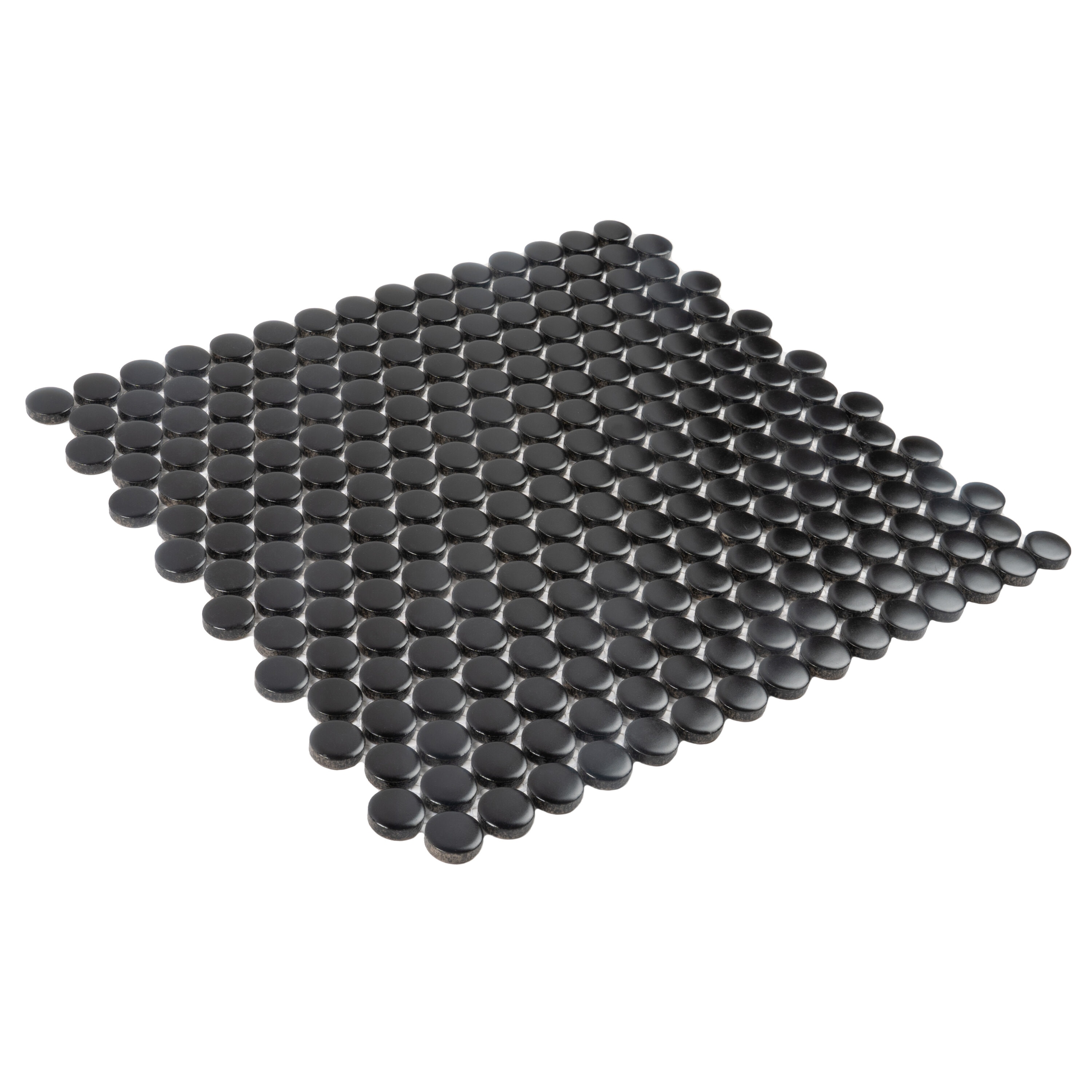 Cirkel 11.46'' x 12.4'' Glossy Black Porcelain Penny Tile Mosaic