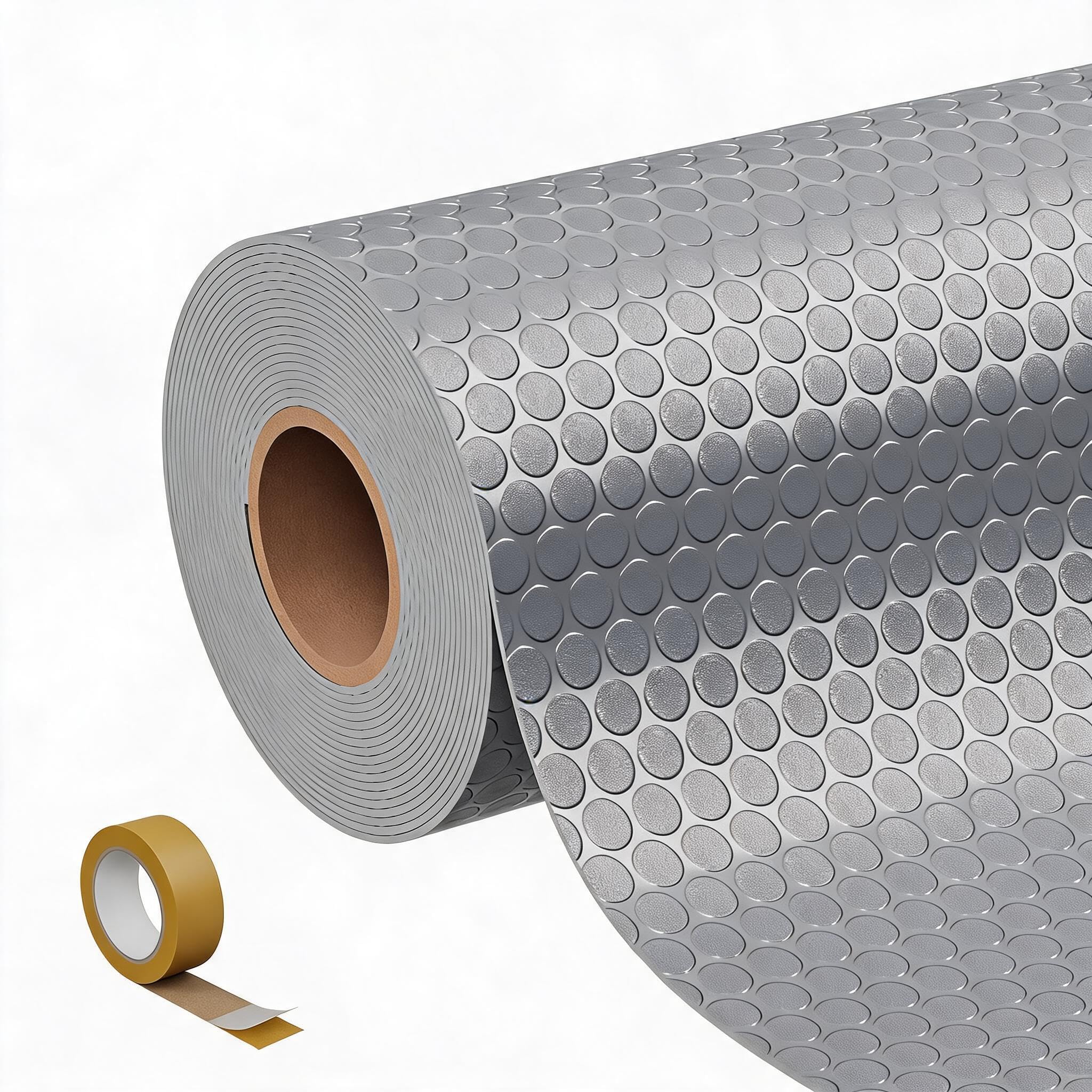 Aoile 5x10 FT PVC Garage Floor Mat Heavy Duty Coin Pattern Waterproof Flooring Roll Grey