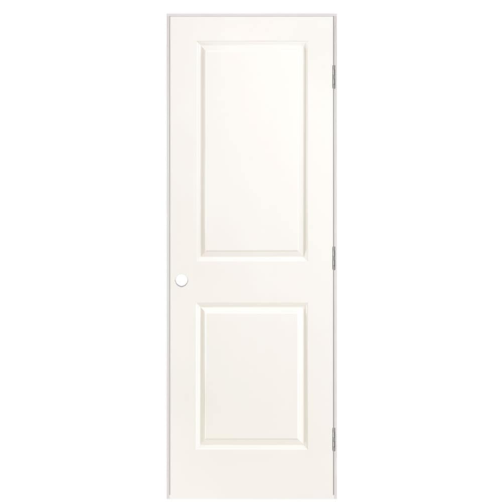Masonite 1316031 28-in x 80-in Snowstorm Solid core 2-panel square Left hand Smooth Prefinished Molded composite Flat Jamb Single Prehung Interior Door
