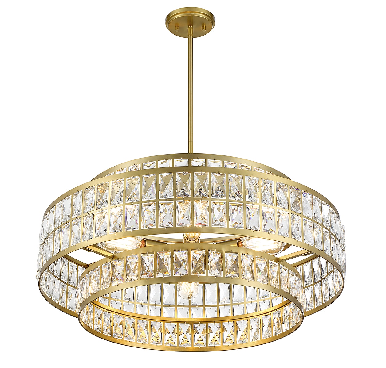Renzo Warm Brass 6-Light Crystal Drum Pendant
