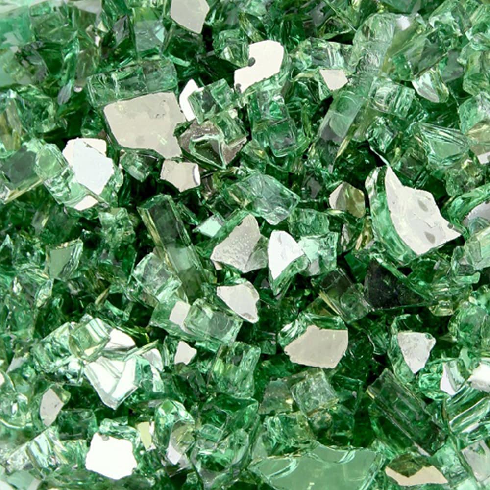 Green Reflective Fire Pit Glass, 10 lbs