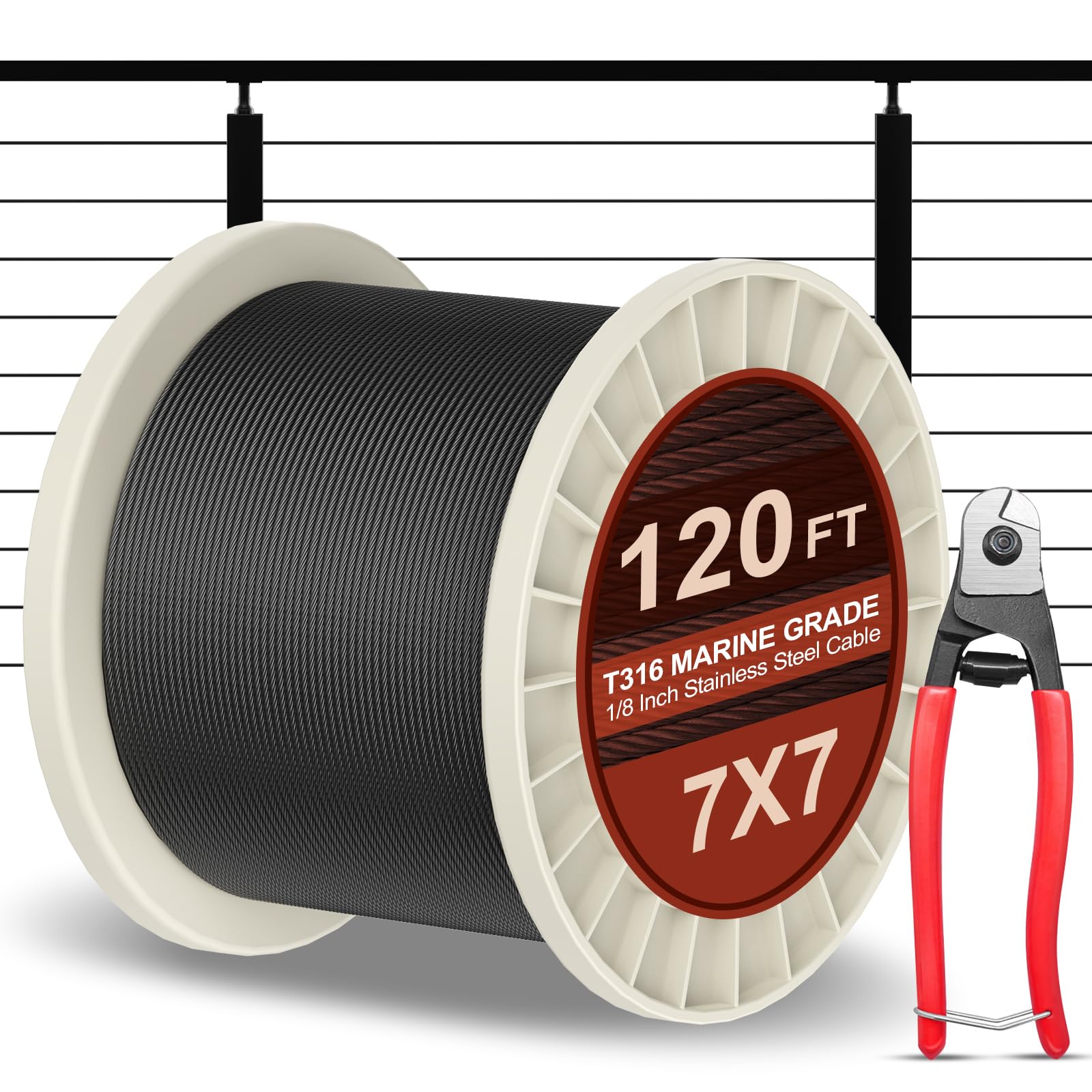 LAIFUCAM  1/8 Black Stainless Steel Cable 120 Feet for Deck Railing and Architectural Applications durable home and garden accessory designed for