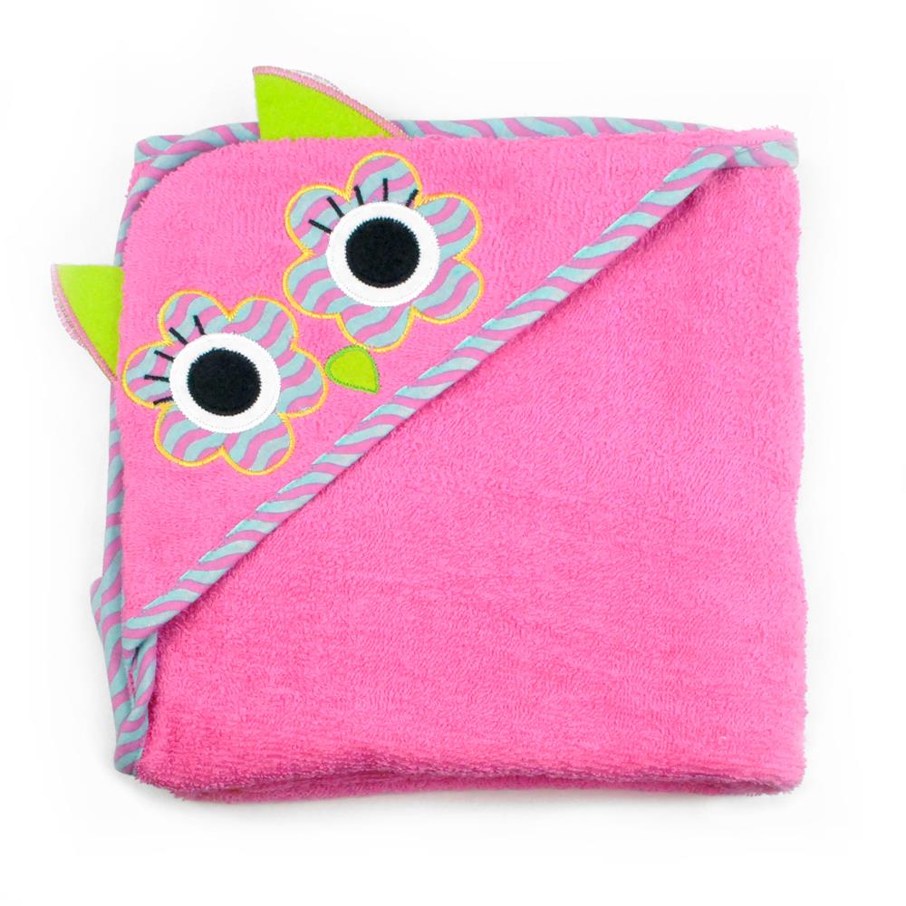 Kids Hooded Bath Towels Soft Microfiber Baby Towels Purple Owl 