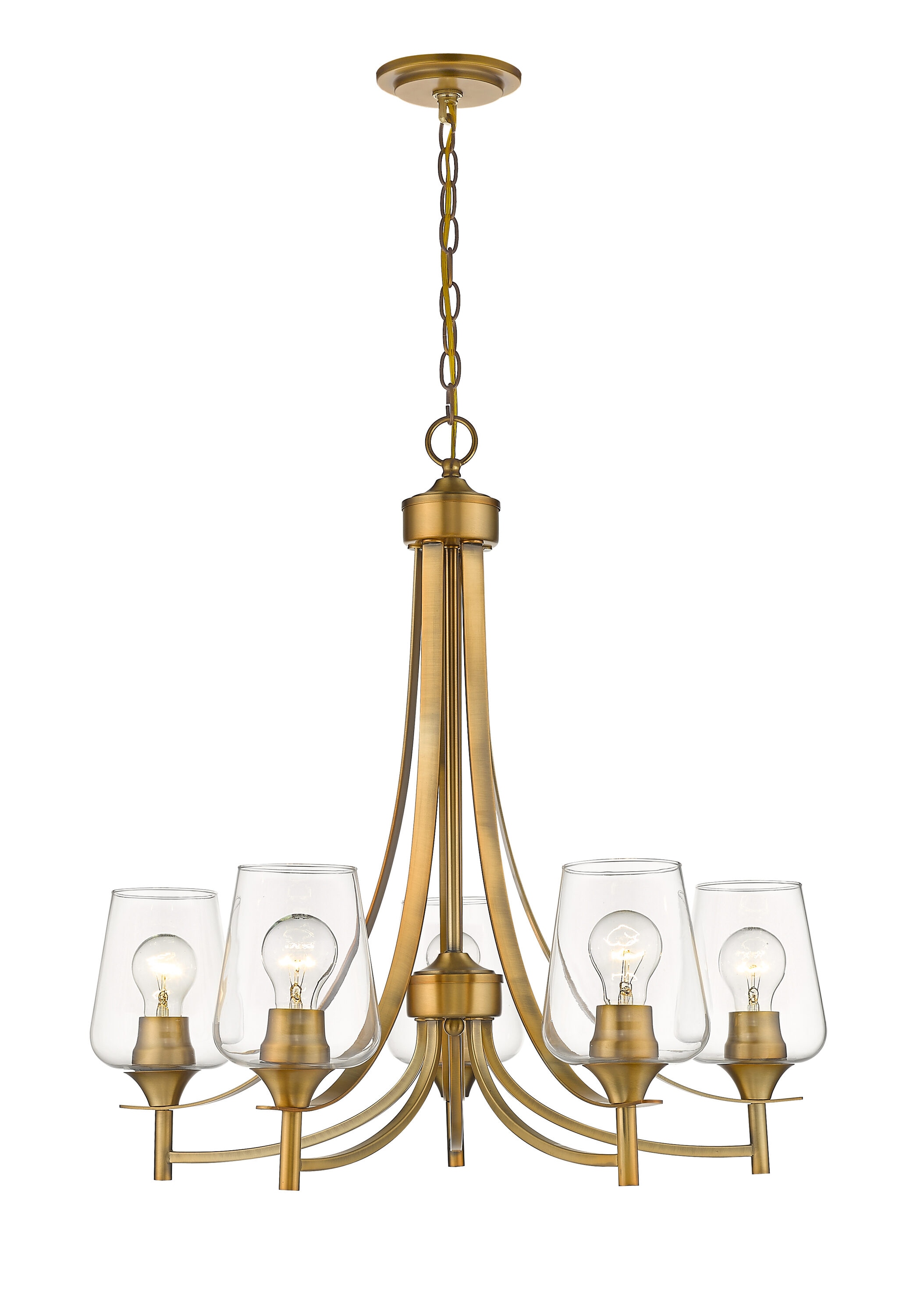 Z-Lite 473-5OBR Joliet 5 -Light Antique Brass Modern/contemporary For Use in Bedrooms, Dining Rooms, Foyers, Kitchens, Living Rooms Chandelier
