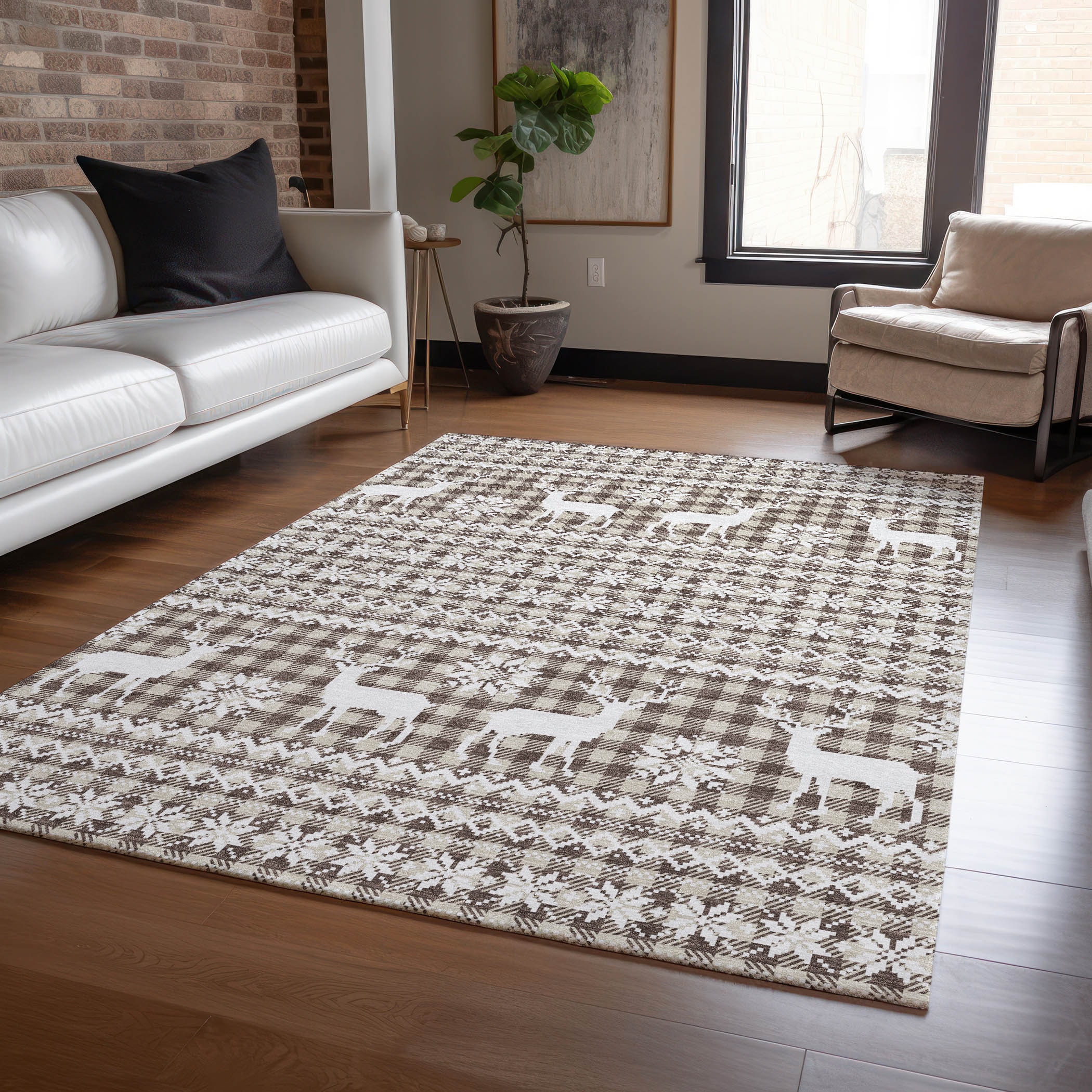 Addison Rugs ACN1820BR9X12 Chantille ACN1820BR 9 x 12 (ft) Loomed Polyester Brown Rectangular Indoor/Outdoor Machine washable Area rug
