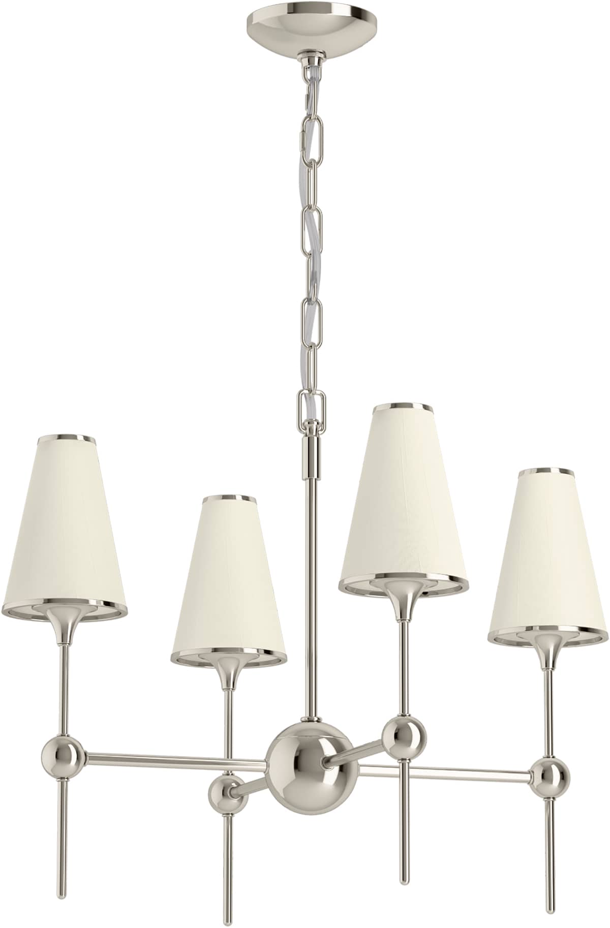 KOHLER 27862-CH04-SNL Parohn 4 -Light Polished Nickel Traditional For Use in Dining Rooms, Foyers, Chandelier