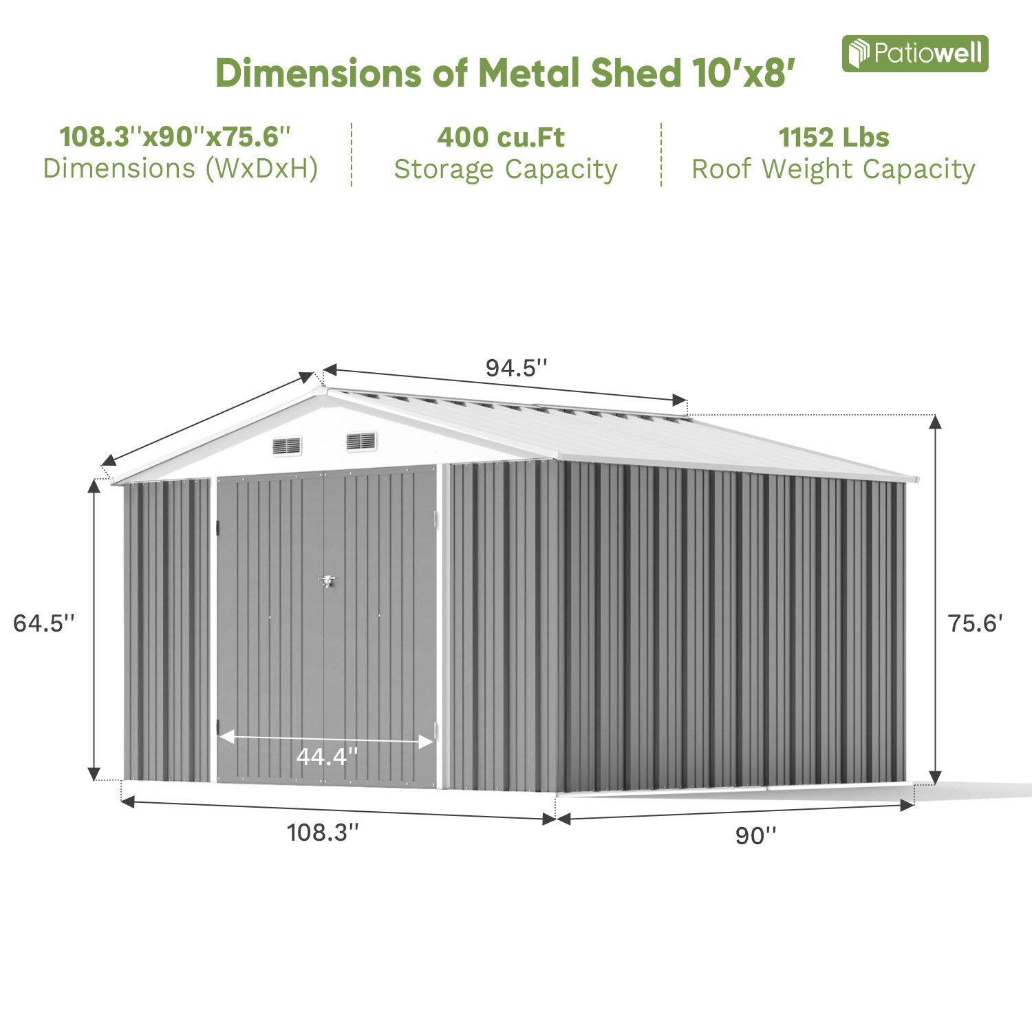 Patiowell WES-0405-4 Metal-Storage-Buildings-Sheds - View #7