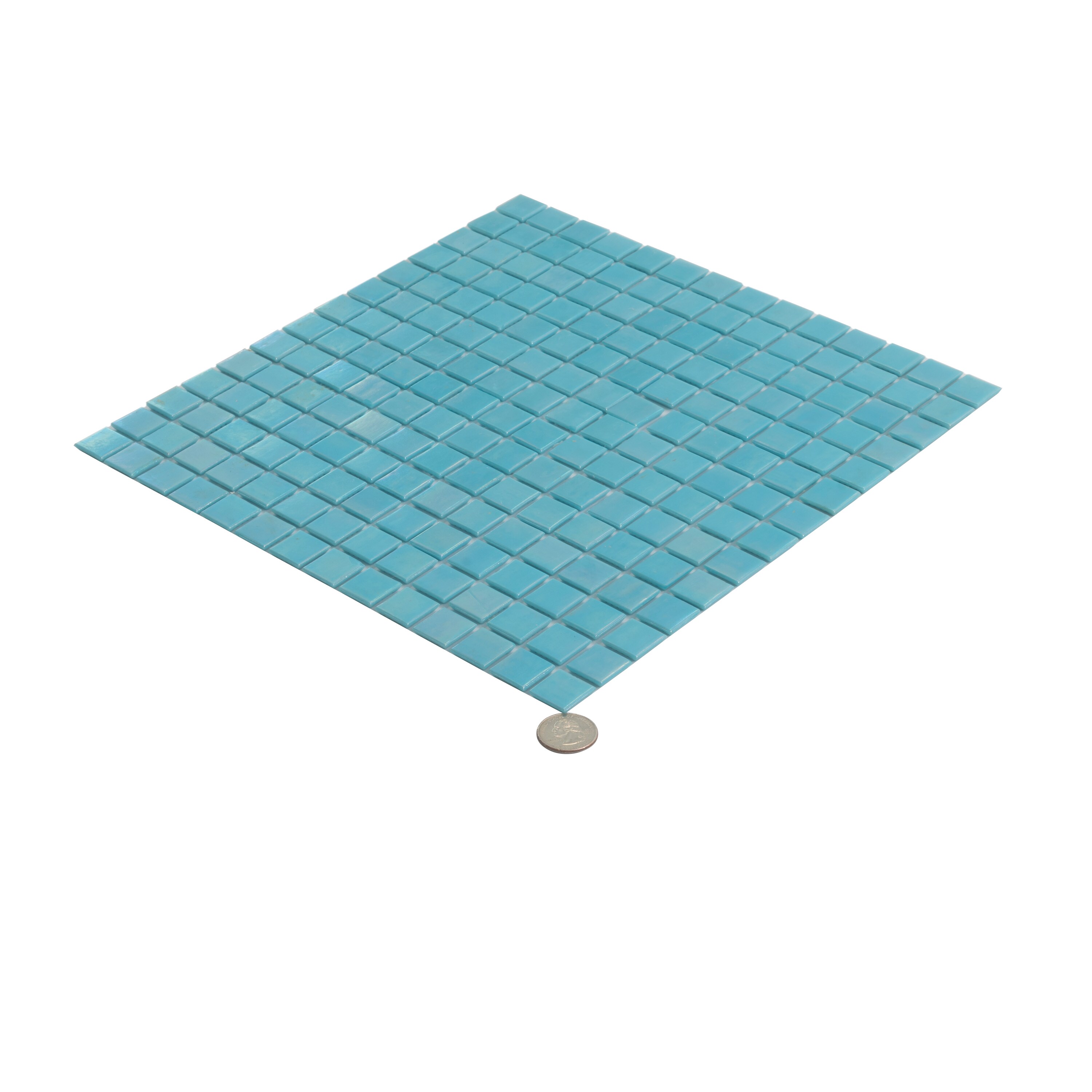 Cyan Blue Iridescent Glass Mosaic Wall and Floor Tile