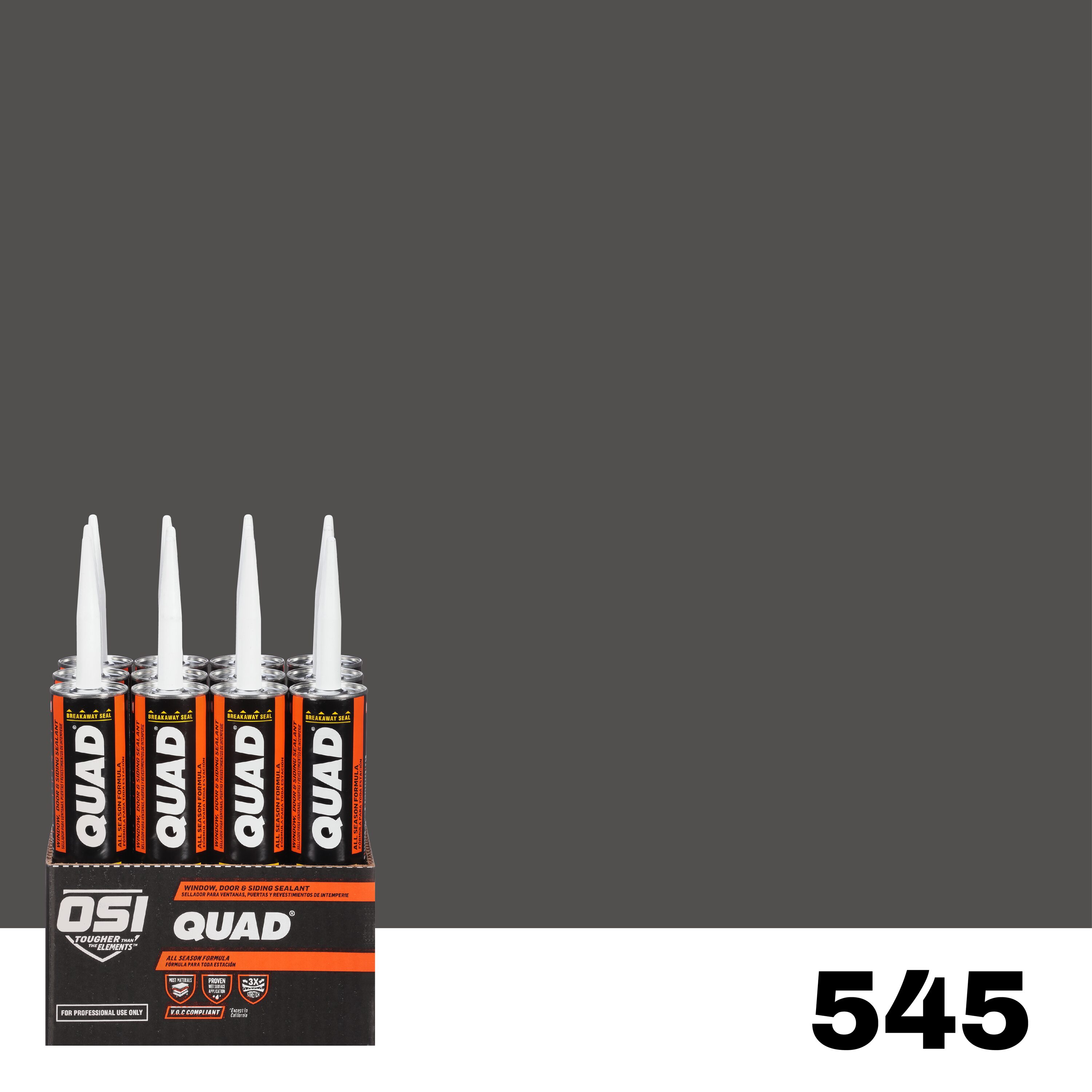 OSI 1637158 Quad 12 -Pack 10-oz Window door Gray 545 Paintable Solvent Caulk