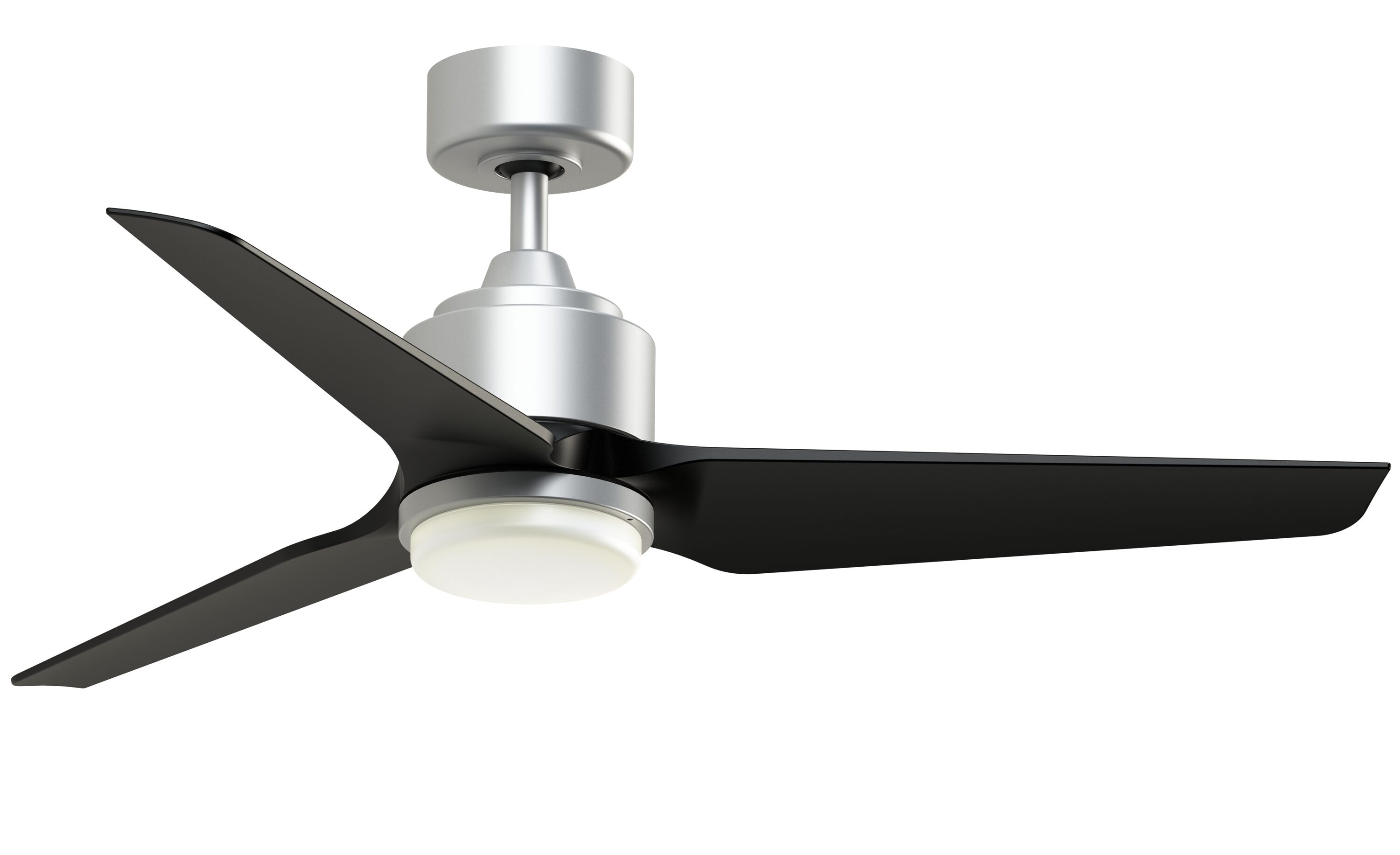 Fanimation TriAire Custom 48-in Silver with Black Blades Color-changing Integrated LED Indoor/Outdoor Smart Propeller Ceiling Fan with Light and Remote (3-Blade) FPD8514SLW-48BLW-LK Sansujyuku sansujyuku.com