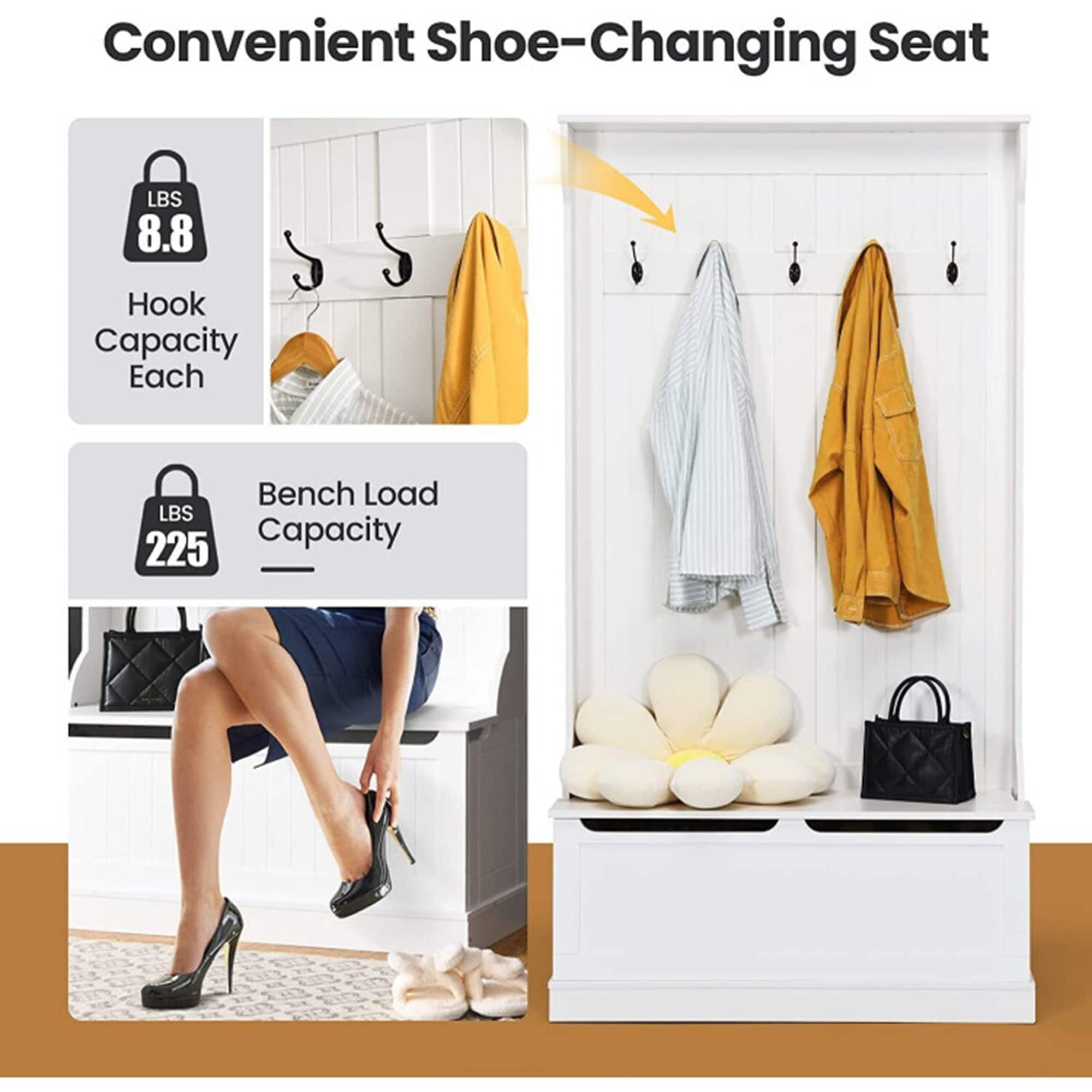 Clihome 3-in-1 Multi-Functional Clothes Rack White-Hook in the Coat Racks &  Stands department at