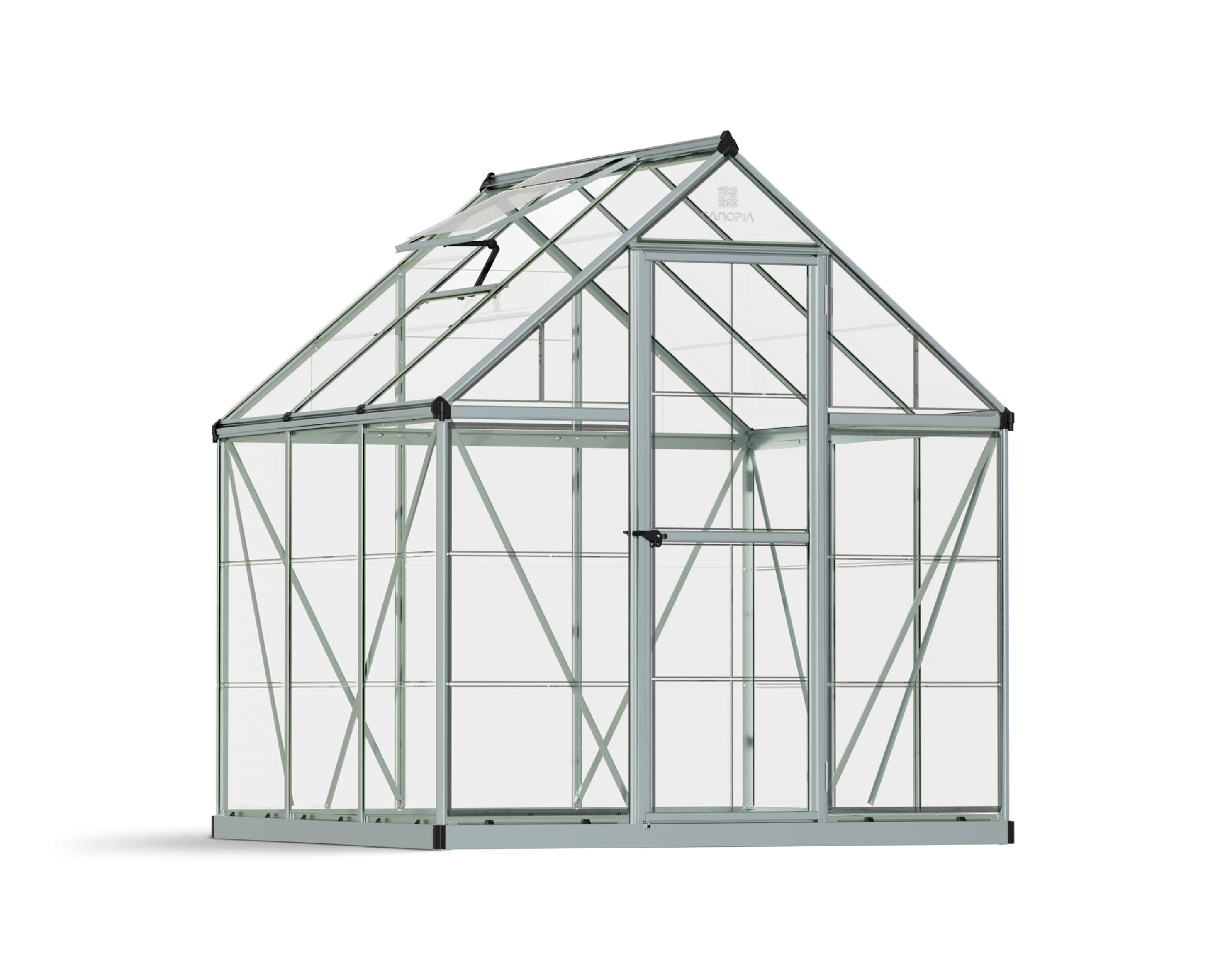 Canopia by Palram 706768 Harmony 6-ft L x 6-ft W x 6.825-ft H Silver Frame/Clear Panels Greenhouse Kit