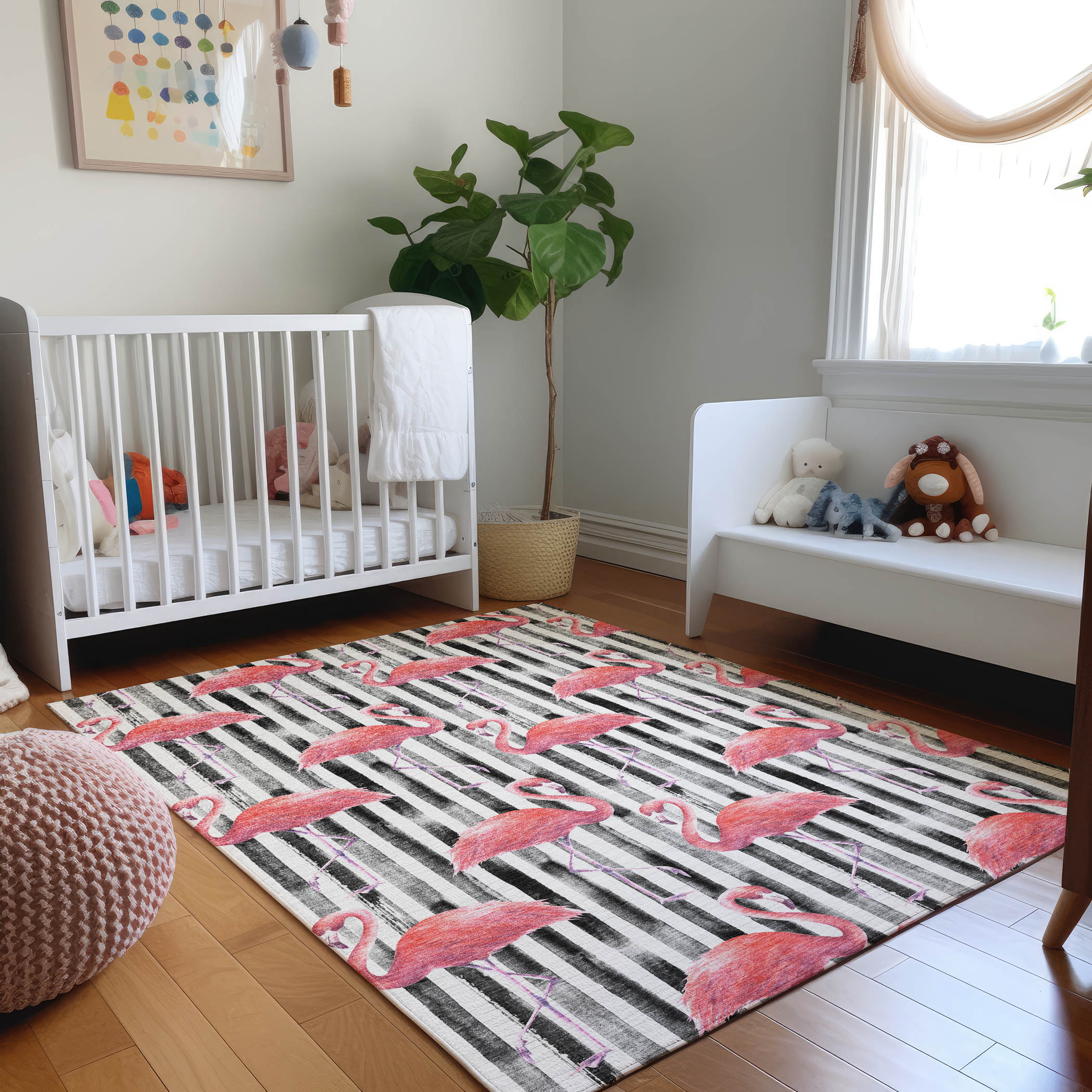 Addison Rugs AMF204PI5X8 Mayfield AMF204PI 5 x 7 (ft) Loomed Polyester Pink Rectangular Indoor Geometric Machine washable Area rug