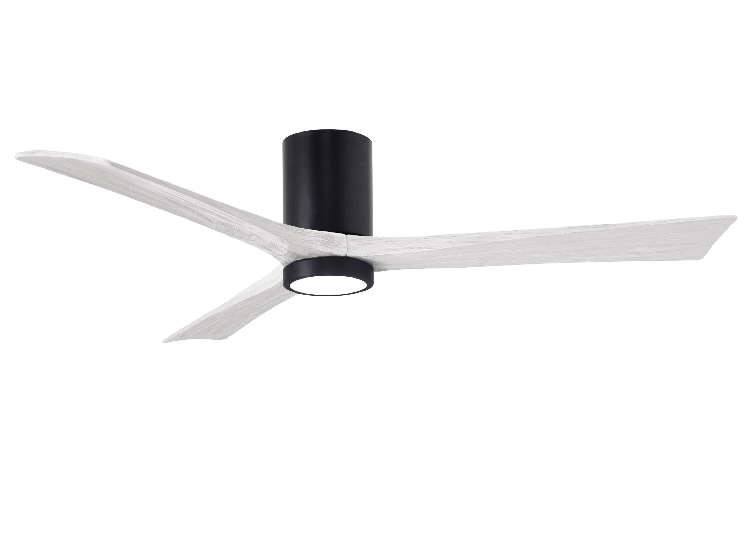 Matthews Fan Company IR3HLK-BK-MWH-60 Irene-3HLK 60-in Color-Changing Integrated LED Outdoor Flush Mount Matte Black with Matte White Blades Ceiling Fan With Light - Remote Included ( 3 -Blade )