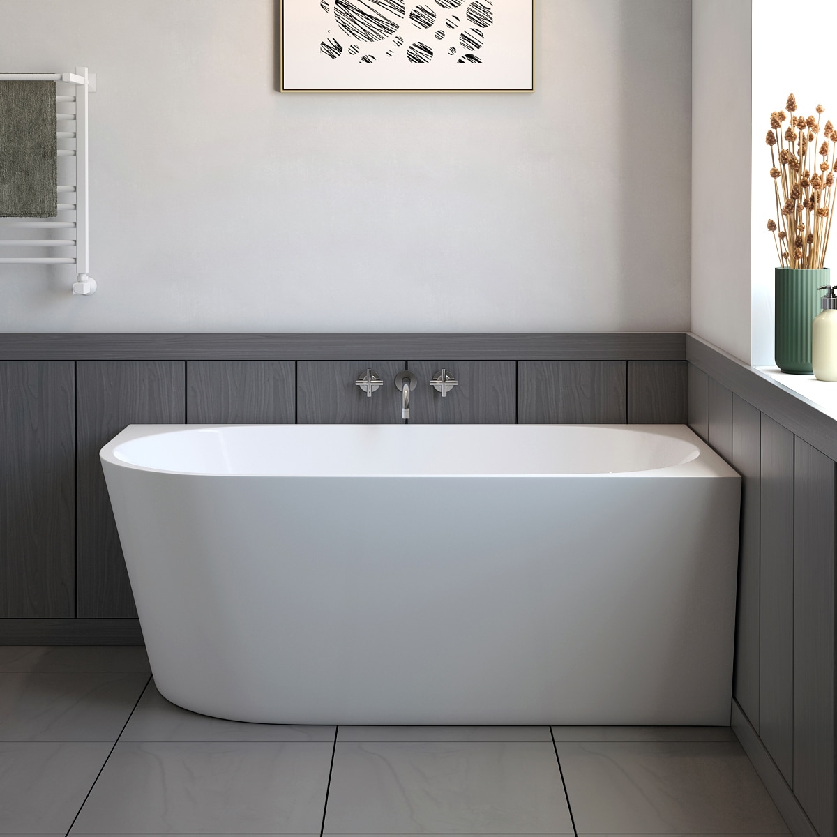 59'' White Acrylic Corner Soaking Bathtub