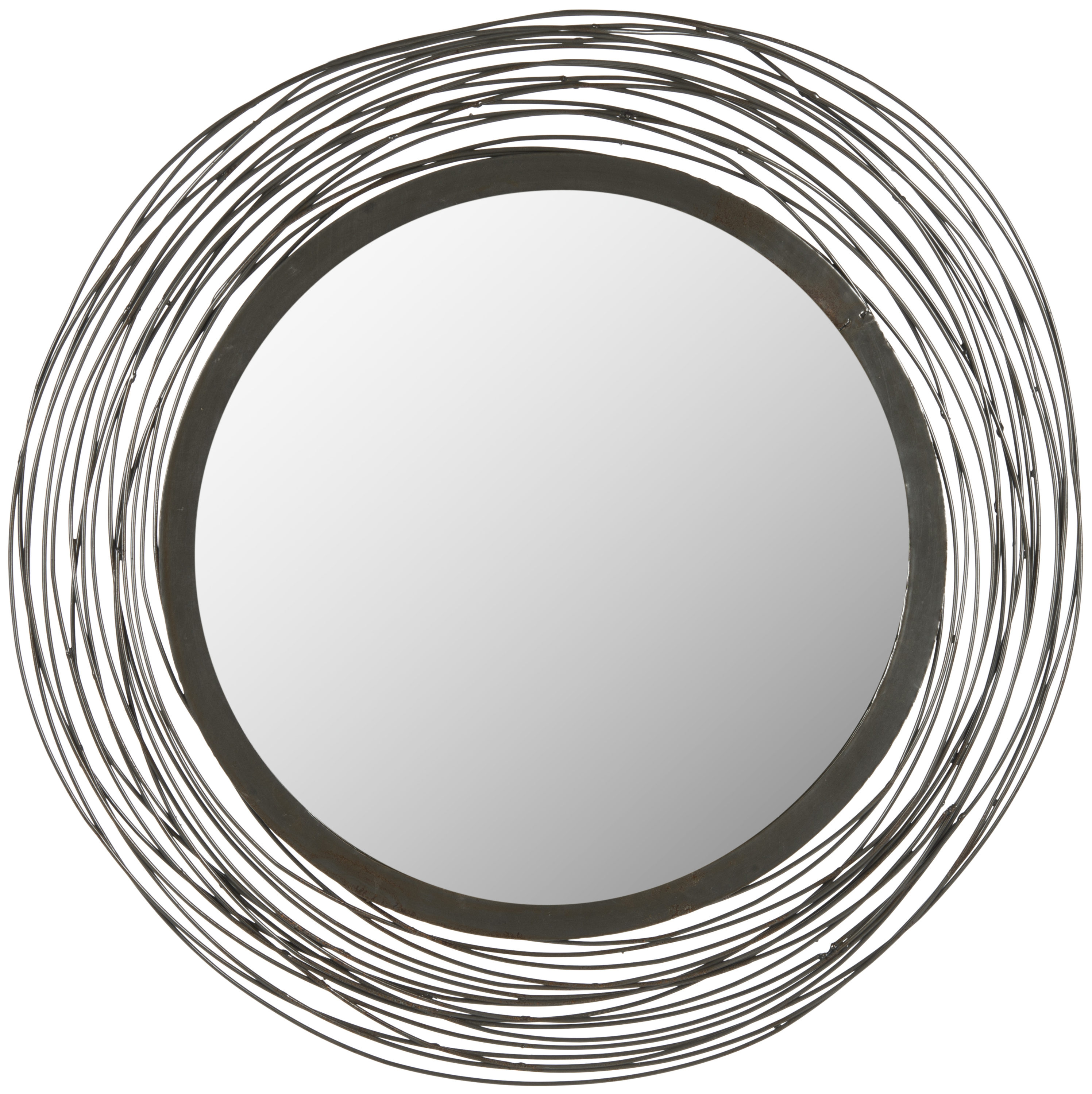 Safavieh MIR4011A Wired 21.0-Inches W x 21.0-Inches H Round Natural Polished Wall Mirror