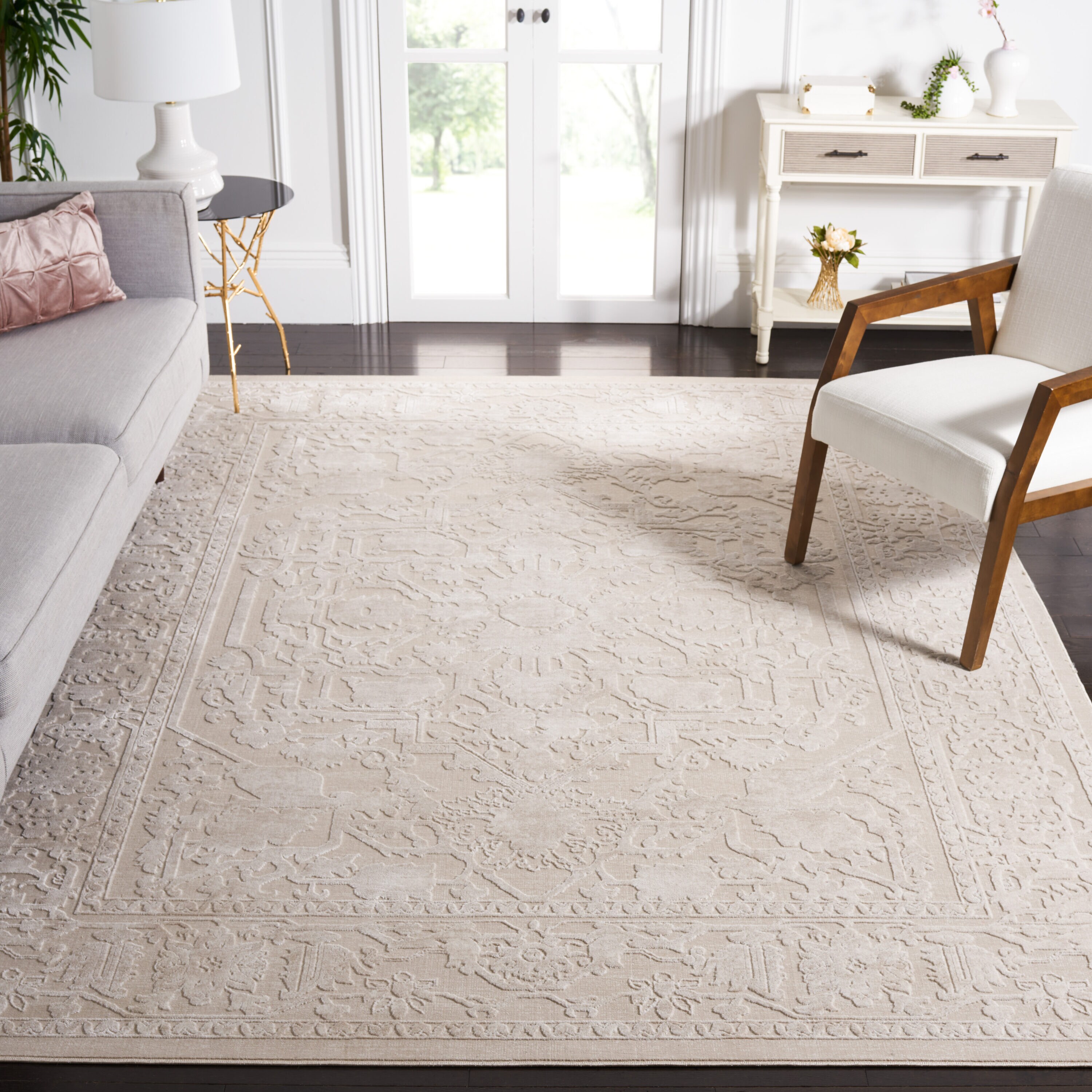 Reflection 10 x 14 (ft) Loomed Polyester/Polypropylene Creme/Ivory Rectangular Indoor Mid-Century Modern Spot Clean Only Area rug
